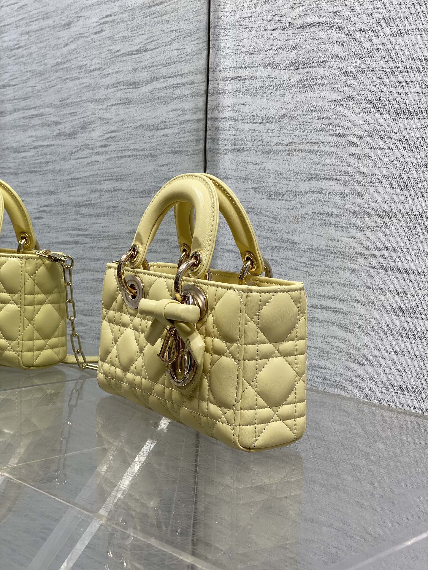 Dior Mini Lady D-Joy Bag - M0636 - Yellow Cannage Lambskin with gold hardware - Default Title - View 7
