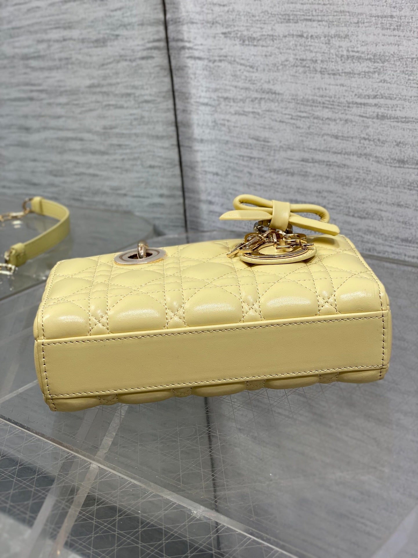 Dior Mini Lady D-Joy Bag - M0636 - Yellow Cannage Lambskin with gold hardware - Default Title - View 8