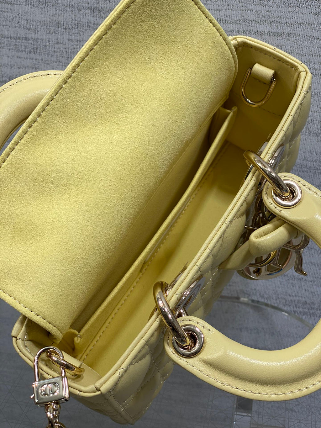 Dior Mini Lady D-Joy Bag - M0636 - Yellow Cannage Lambskin with gold hardware - Default Title - View 9