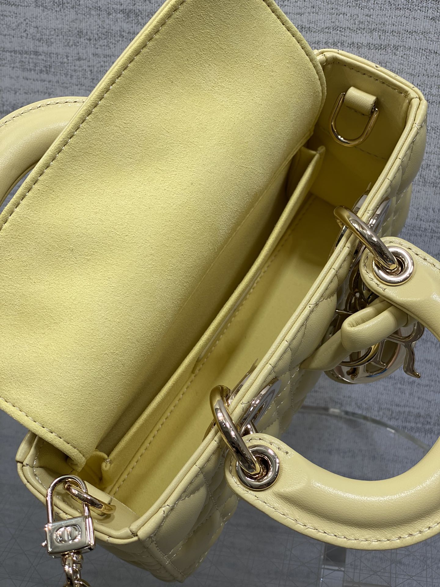 Dior Mini Lady D-Joy Bag - M0636 - Yellow Cannage Lambskin with gold hardware - Default Title - View 9
