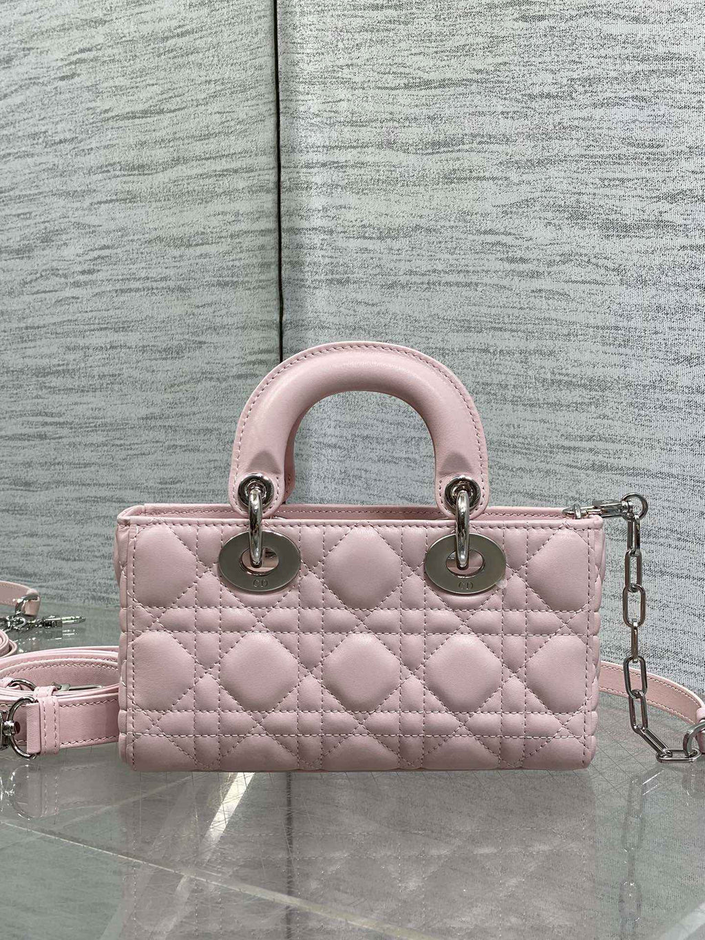 Dior Mini Lady D-Joy Bag - M0636 - Pink Cannage Lambskin with silver hardware - Default Title - View 4