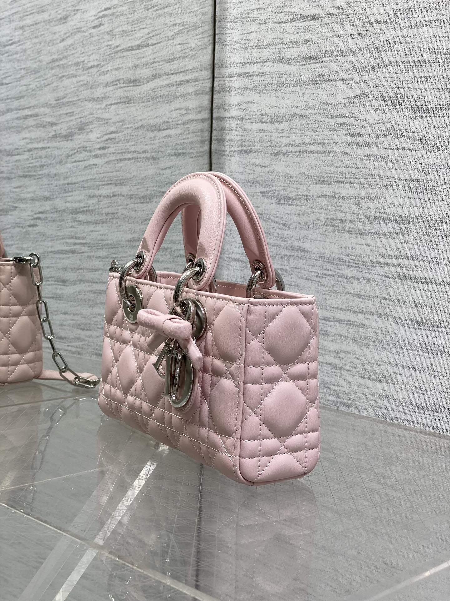 Dior Mini Lady D-Joy Bag - M0636 - Pink Cannage Lambskin with silver hardware - Default Title - View 7