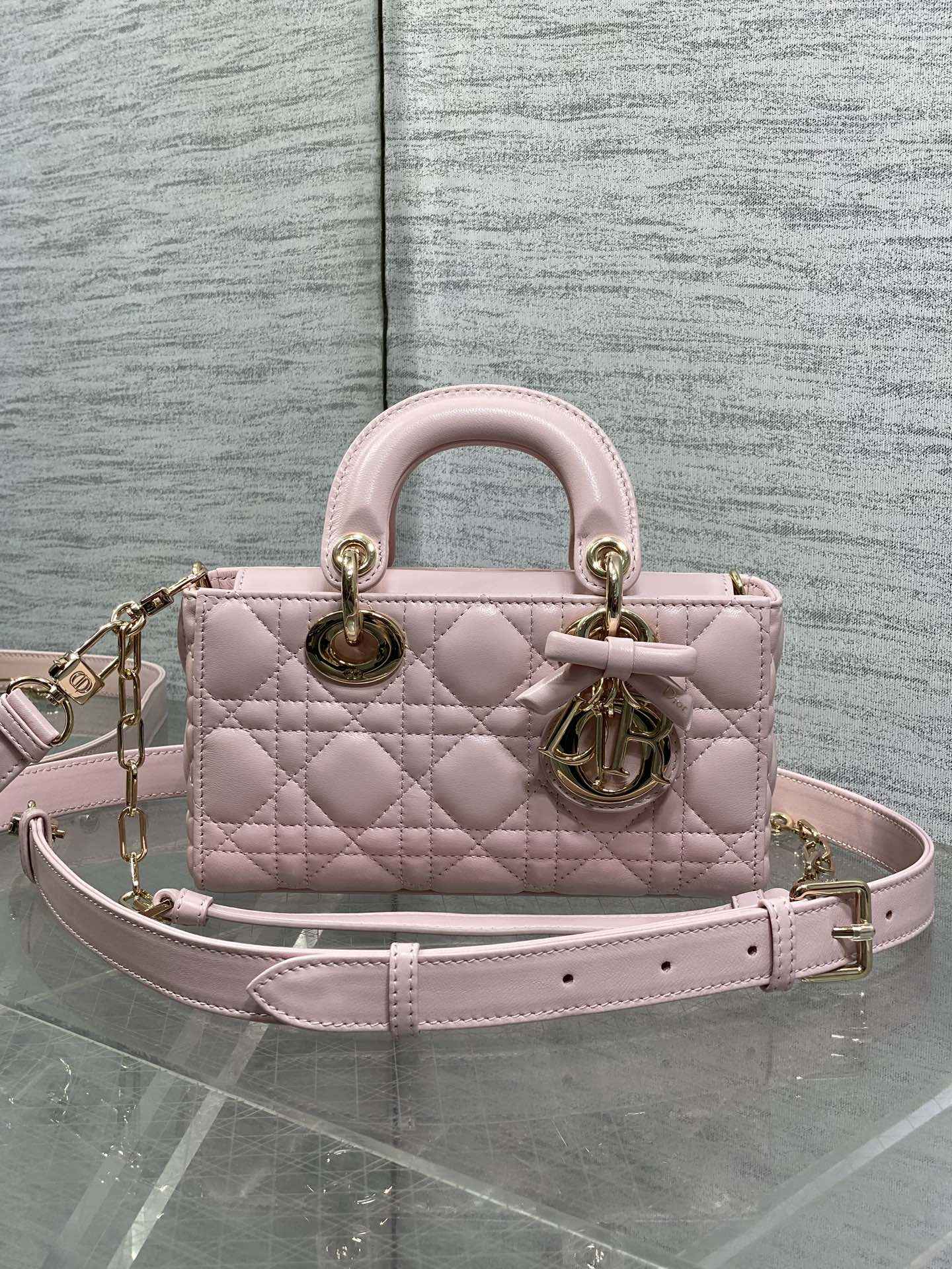 Dior Mini Lady D-Joy Bag - M0636 - Pink Cannage Lambskin with gold hardware - Default Title - View 2