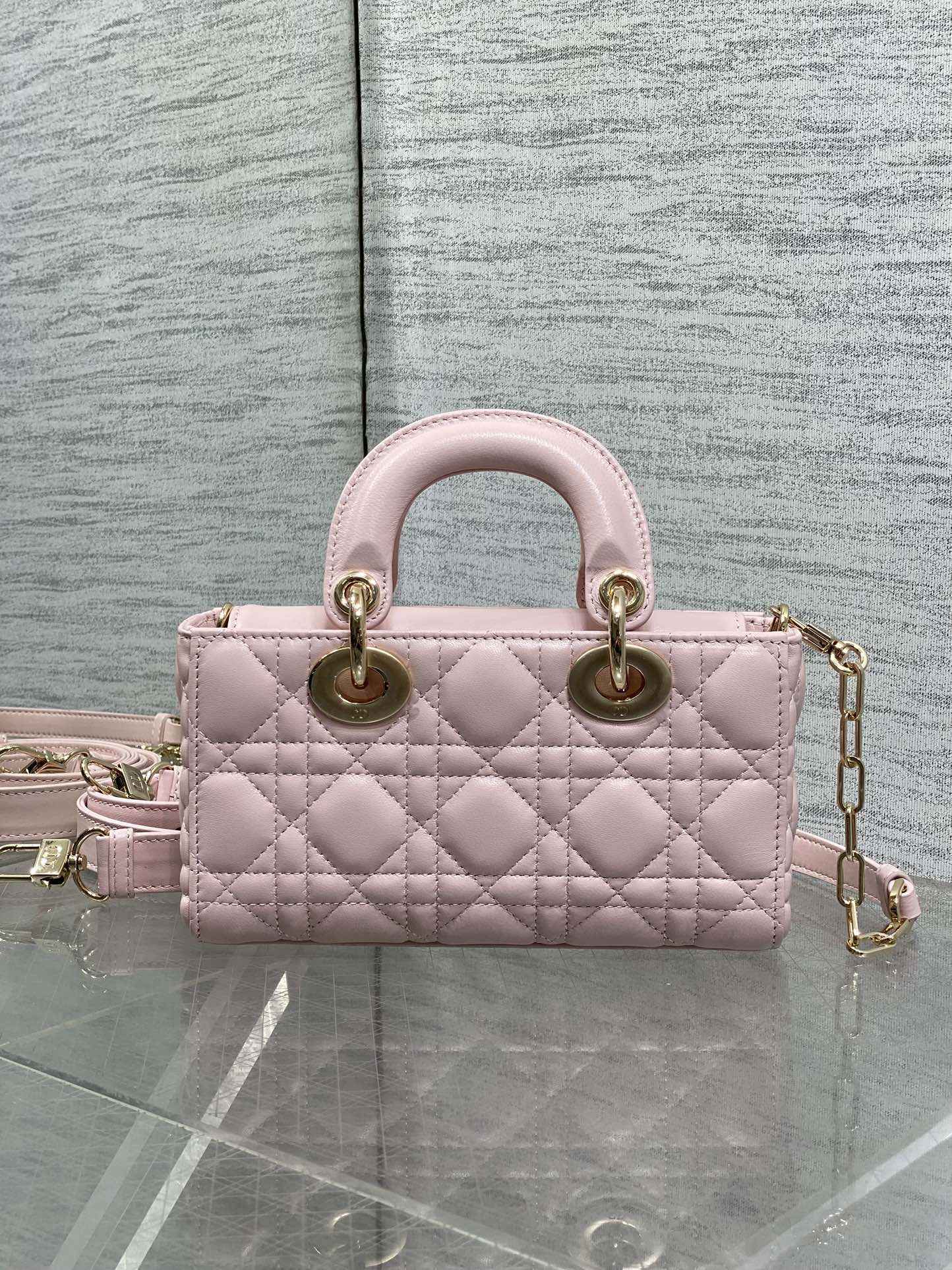 Dior Mini Lady D-Joy Bag - M0636 - Pink Cannage Lambskin with gold hardware - Default Title - View 3