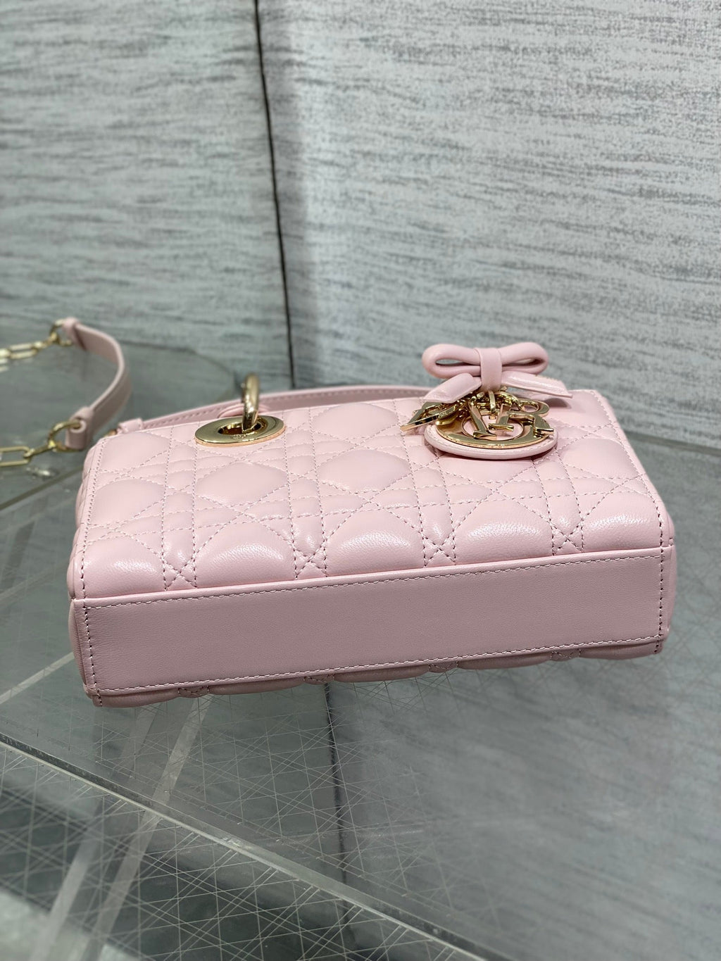 Dior Mini Lady D-Joy Bag - M0636 - Pink Cannage Lambskin with gold hardware - Default Title - View 7