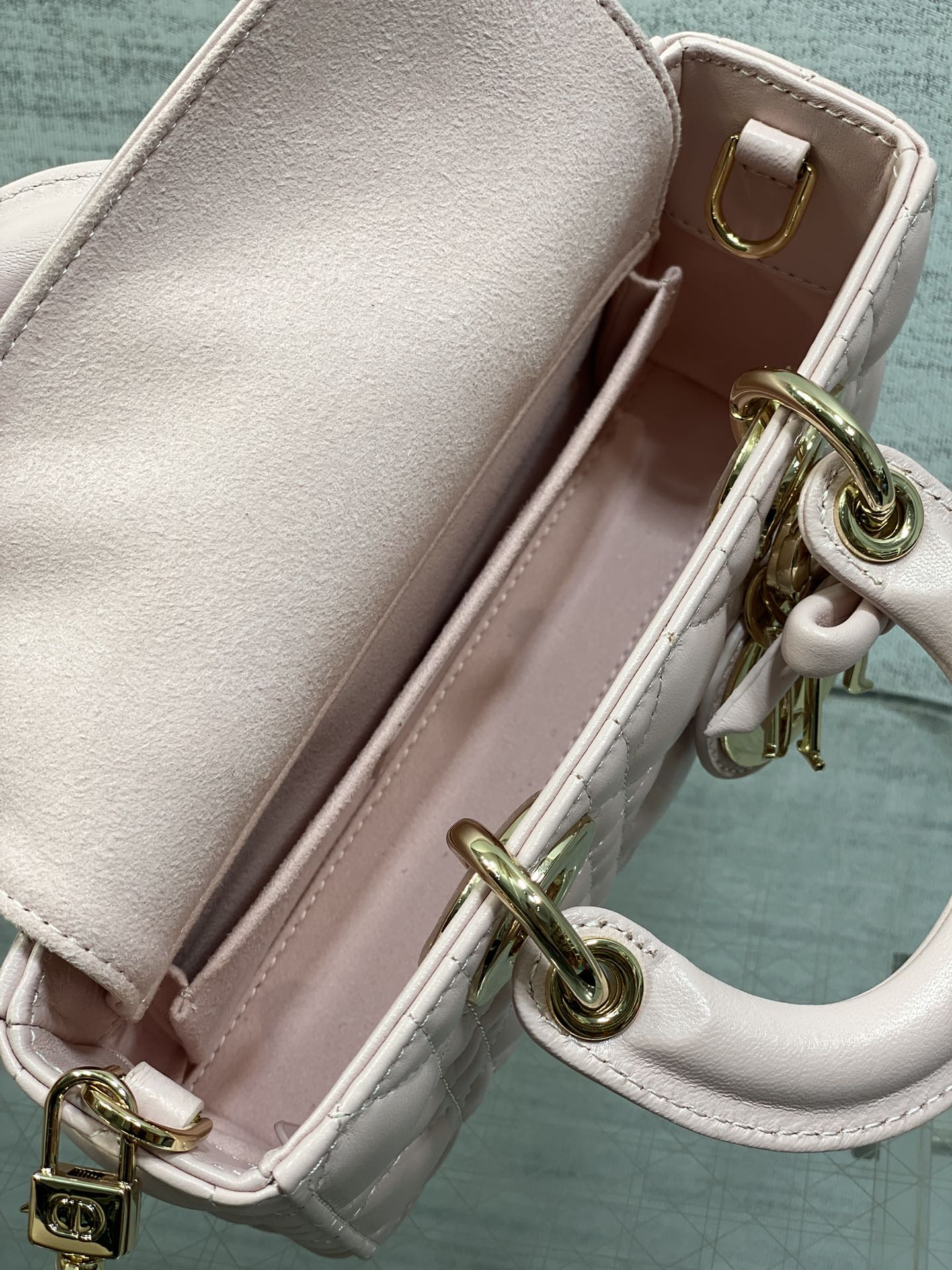 Dior Mini Lady D-Joy Bag - M0636 - Pink Cannage Lambskin with gold hardware - Default Title - View 8