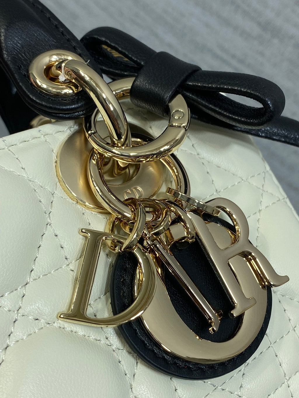 Dior Mini Lady D-Joy Bag - M0636 - White with Black Cannage Lambskin - Default Title - View 8