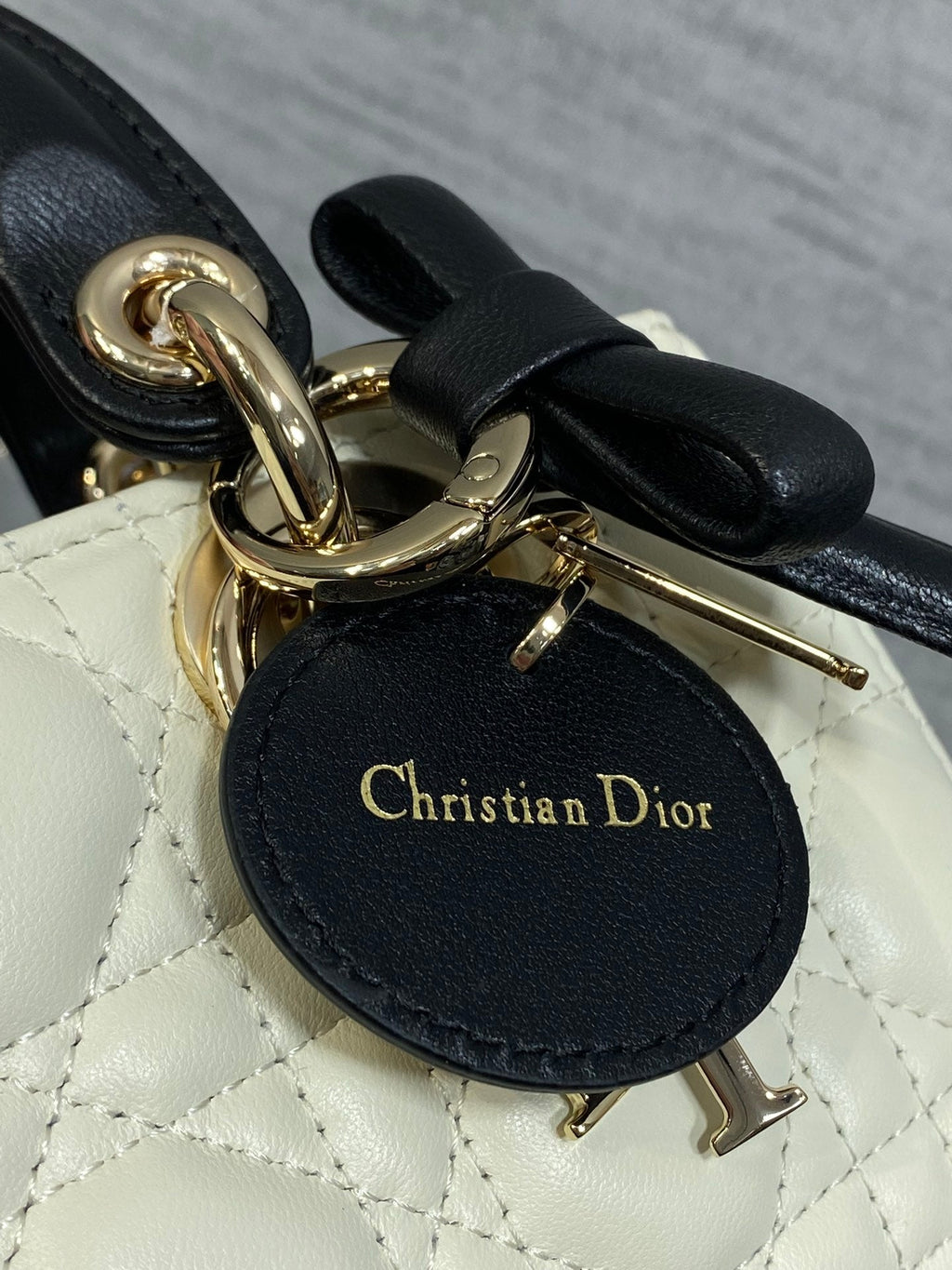 Dior Mini Lady D-Joy Bag - M0636 - White with Black Cannage Lambskin - Default Title - View 9