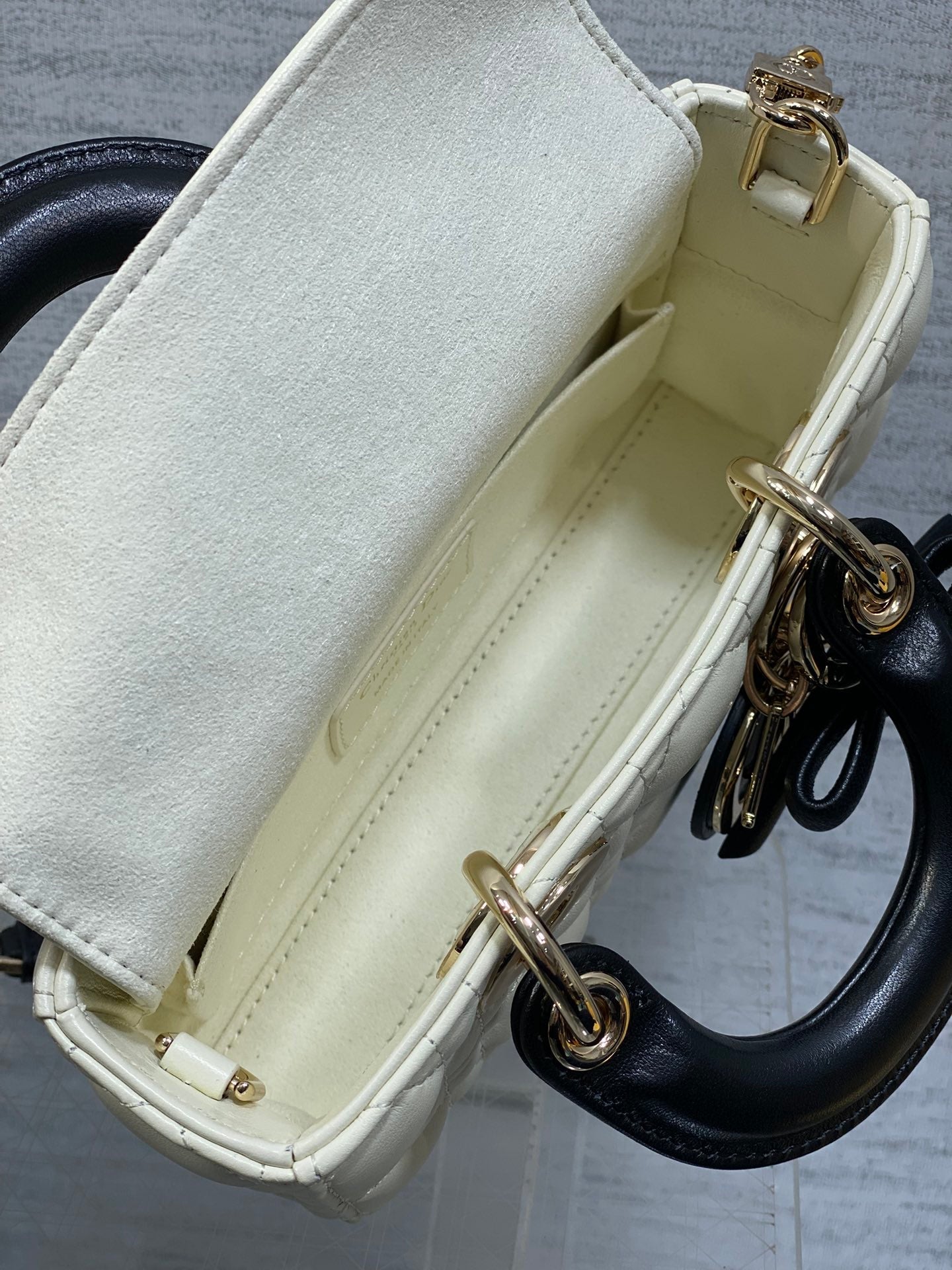 Dior Mini Lady D-Joy Bag - M0636 - White with Black Cannage Lambskin - Default Title - View 6