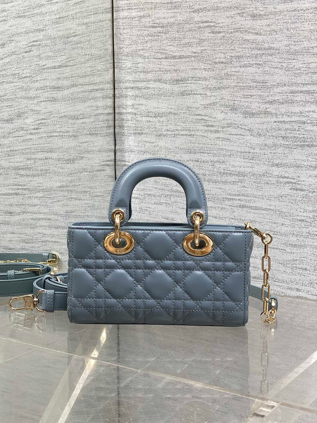Dior Mini Lady D-Joy Bag - Blue Cannage Lambskin - M0636 - Default Title - View 5