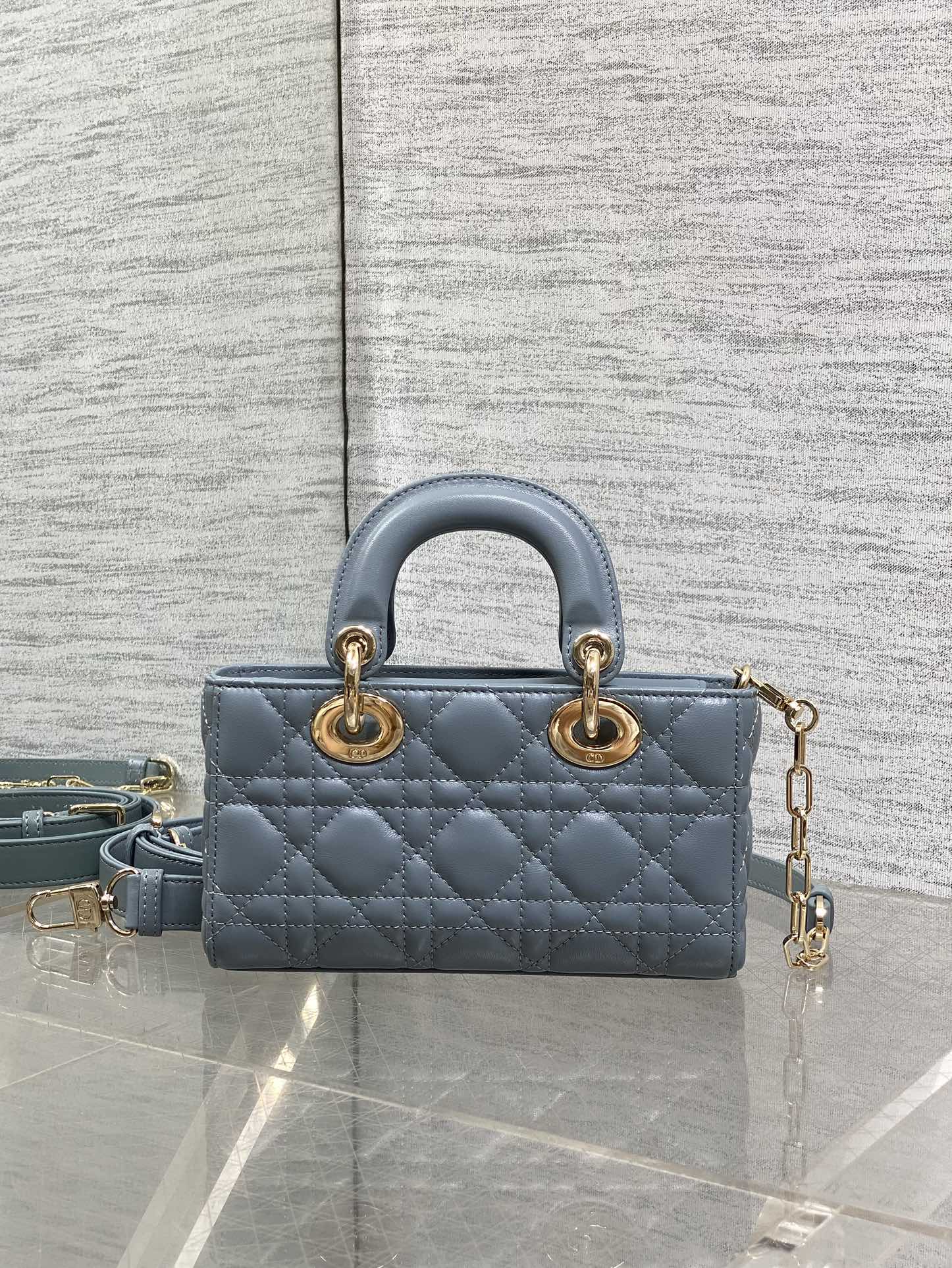 Dior Mini Lady D-Joy Bag - Blue Cannage Lambskin - M0636 - Default Title - View 5