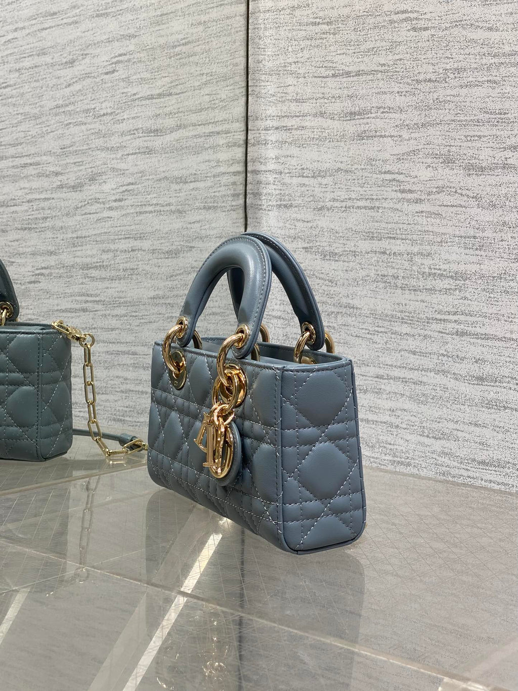 Dior Mini Lady D-Joy Bag - Blue Cannage Lambskin - M0636 - Default Title - View 6
