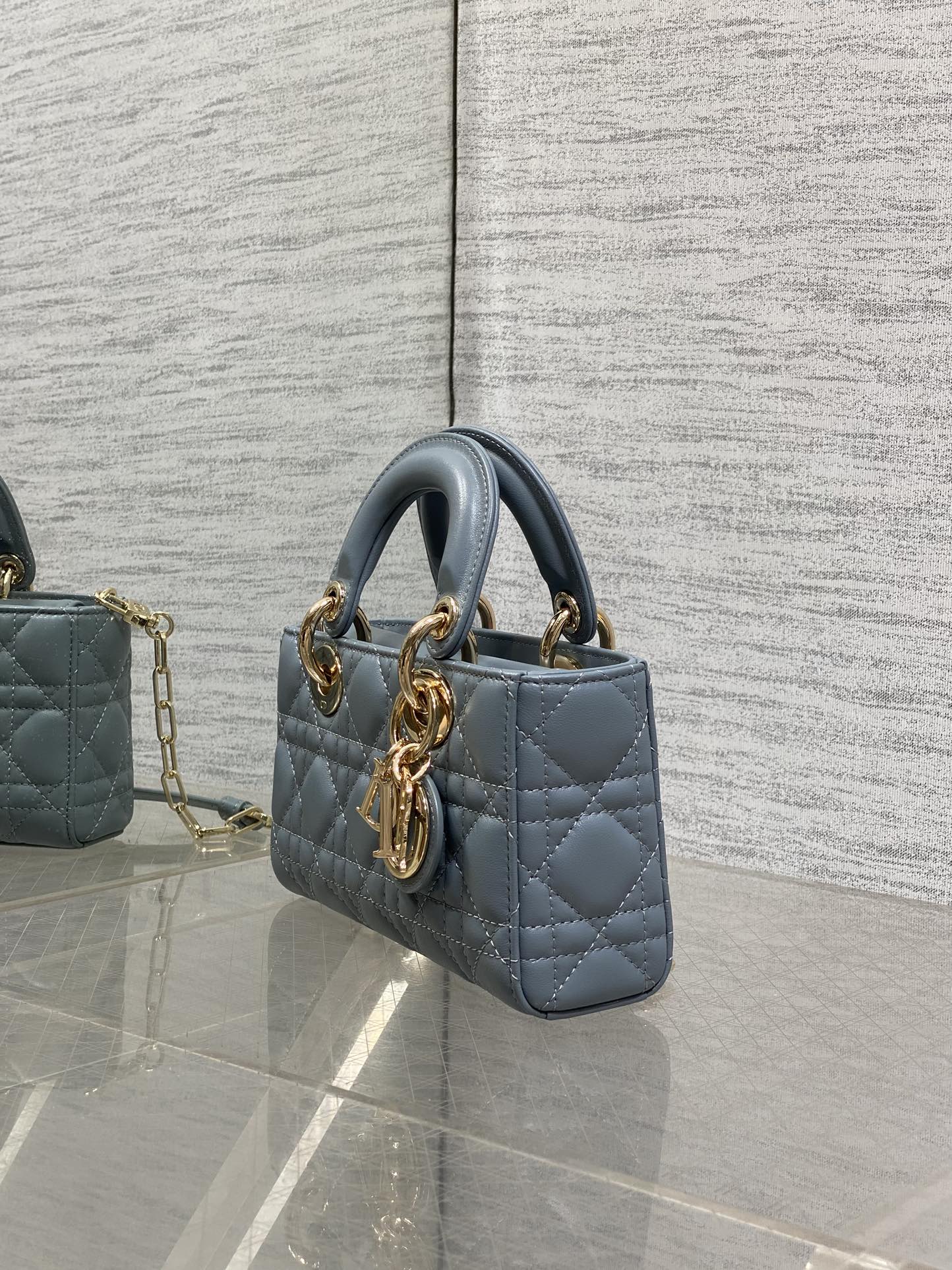 Dior Mini Lady D-Joy Bag - Blue Cannage Lambskin - M0636 - Default Title - View 6