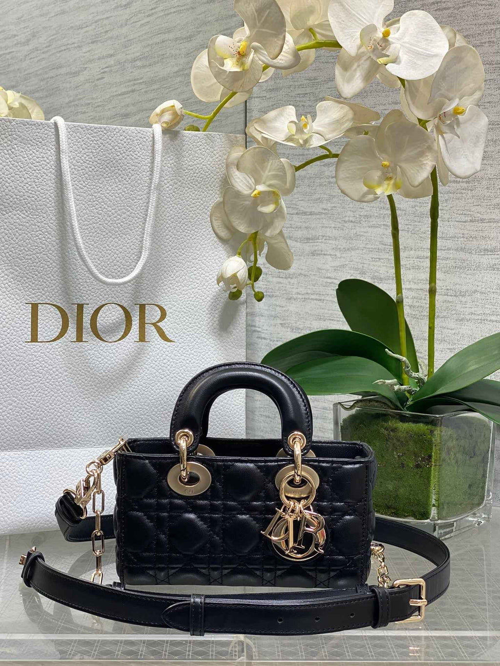 Dior Mini Lady D-Joy Bag - M0636 - Cannage Lambskin Black - Default Title - View 1