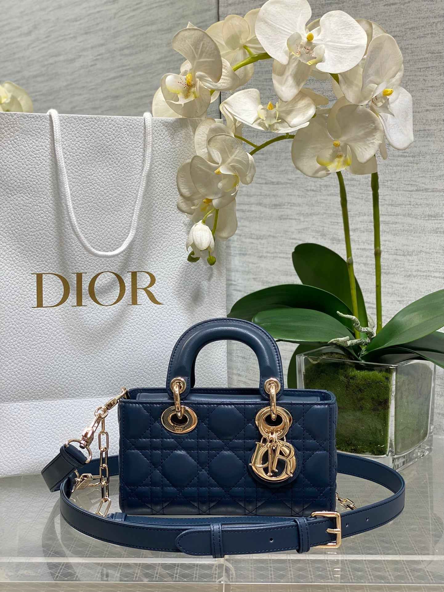 Dior Mini Lady D-Joy Bag - Navy Cannage Lambskin - M0636 - Default Title - View 1