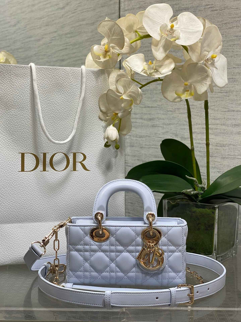 Dior Mini Lady D-Joy Bag - Light Blue Cannage Lambskin - M0636 - Default Title - View 1