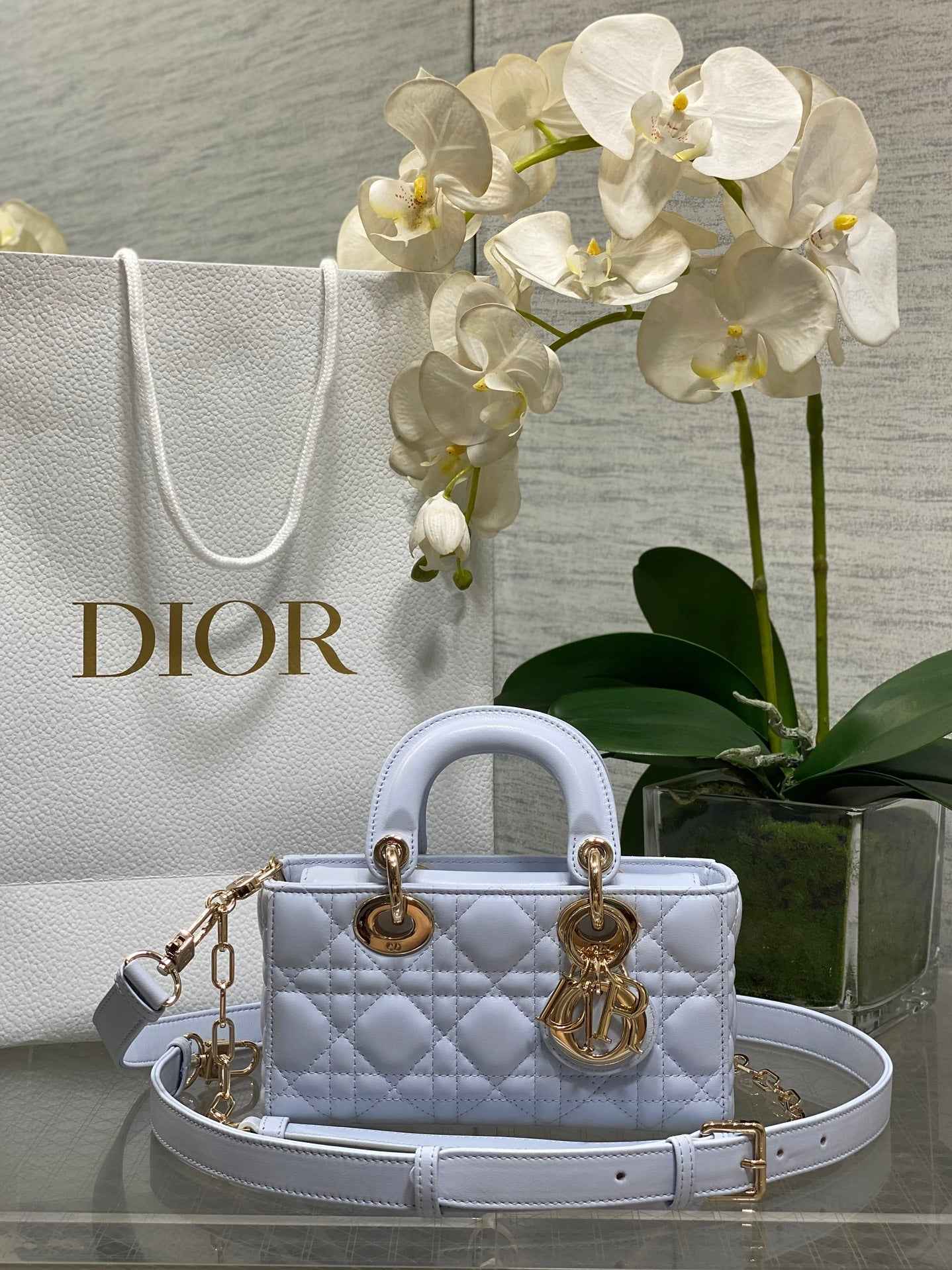 Dior Mini Lady D-Joy Bag - Light Blue Cannage Lambskin - M0636 - Default Title - View 1
