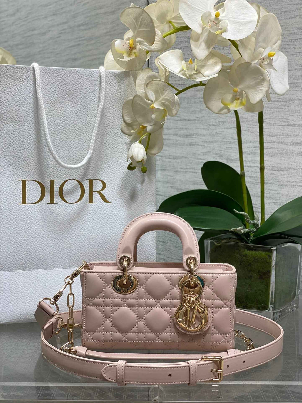 Dior Mini Lady D-Joy Bag - Pink Cannage Lambskin - M0636 - Default Title - View 1