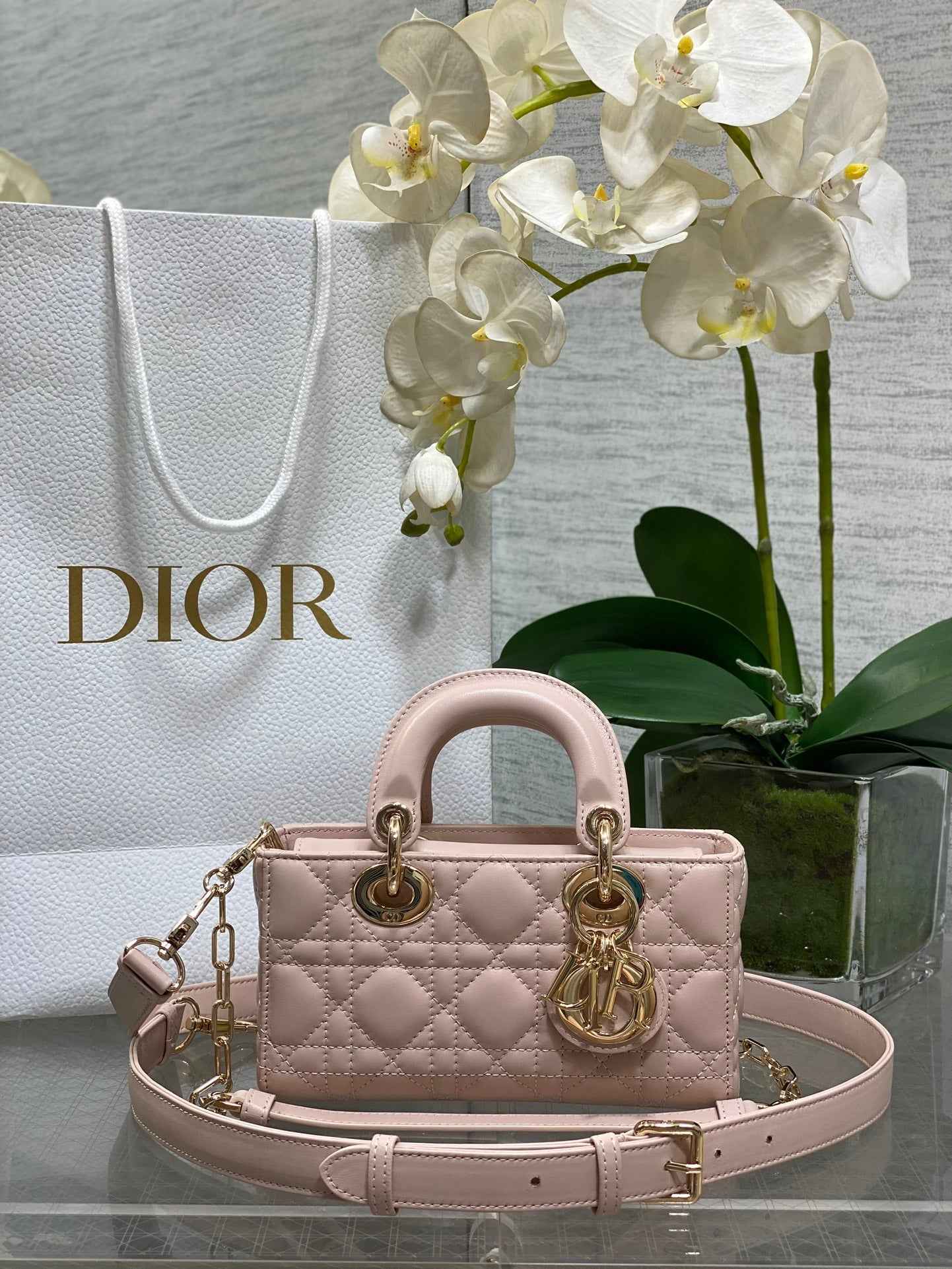 Dior Mini Lady D-Joy Bag - Pink Cannage Lambskin - M0636 - Default Title - View 1
