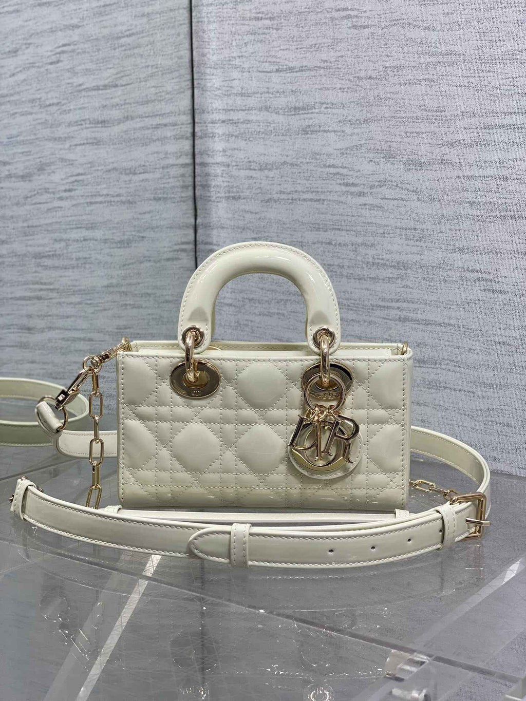 Dior Mini Lady D-Joy Bag - M0636 - White Patent Cannage Calfskin - Default Title - View 2