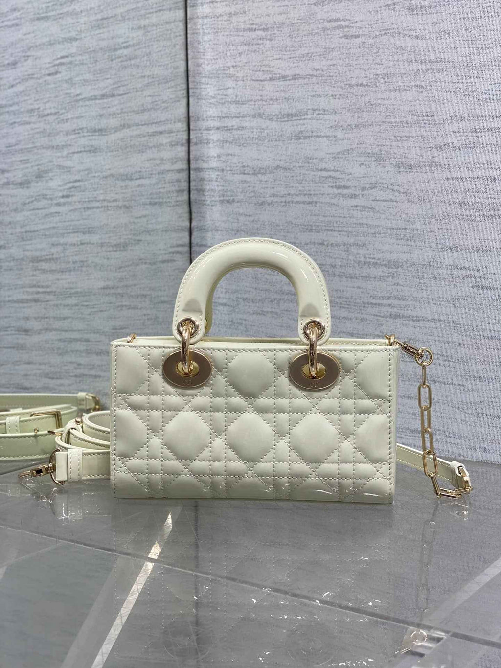 Dior Mini Lady D-Joy Bag - M0636 - White Patent Cannage Calfskin - Default Title - View 3
