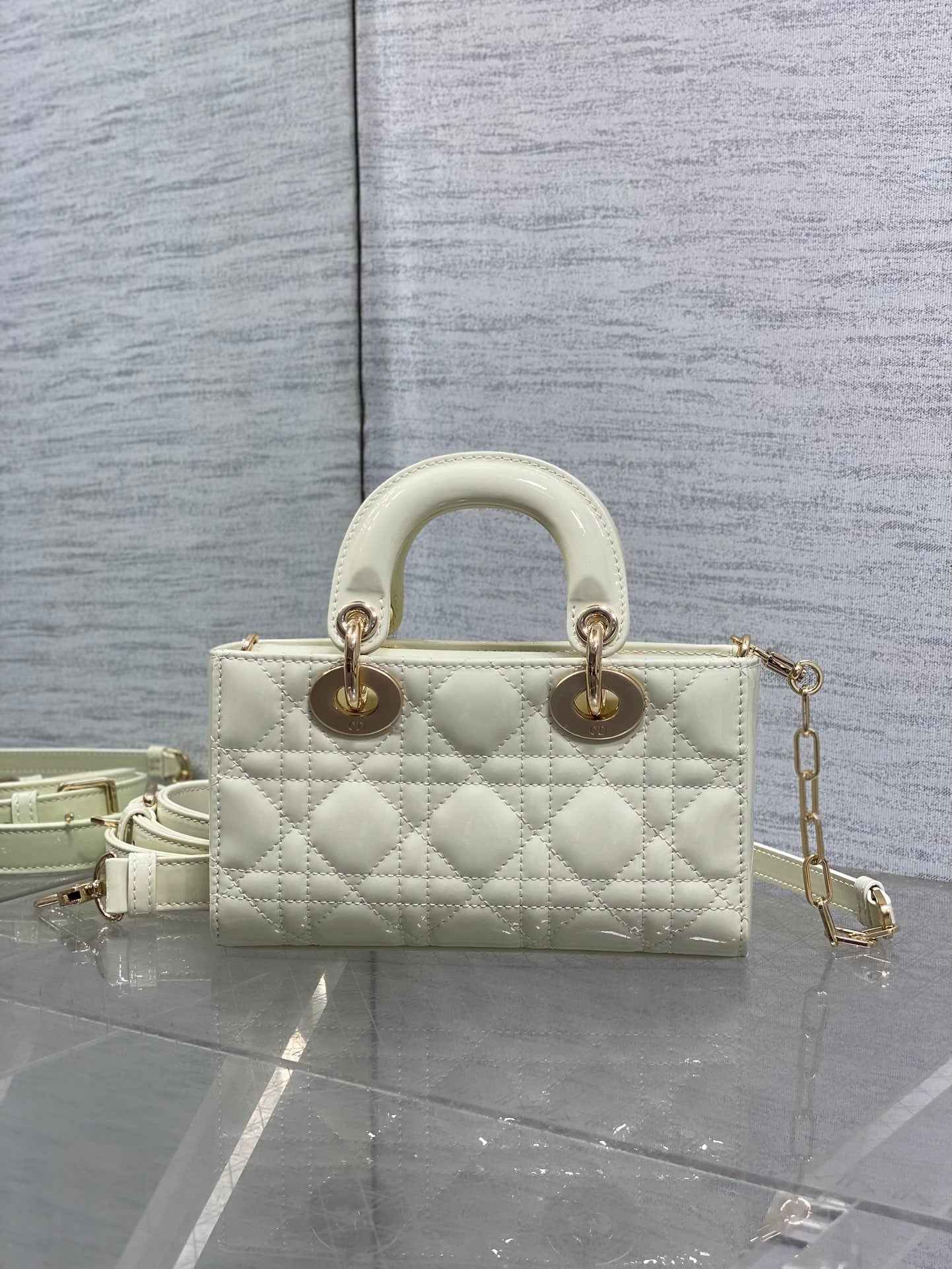 Dior Mini Lady D-Joy Bag - M0636 - White Patent Cannage Calfskin - Default Title - View 3