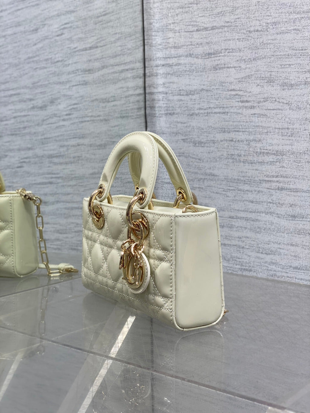 Dior Mini Lady D-Joy Bag - M0636 - White Patent Cannage Calfskin - Default Title - View 6