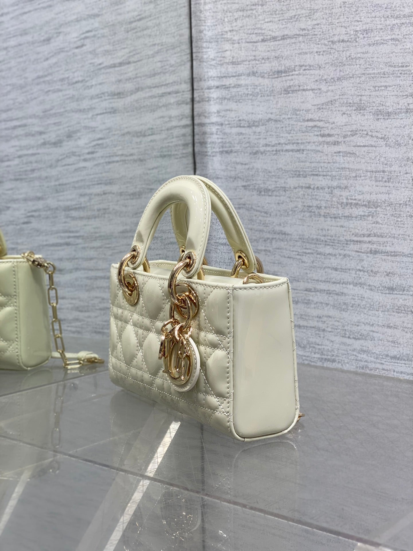 Dior Mini Lady D-Joy Bag - M0636 - White Patent Cannage Calfskin - Default Title - View 6