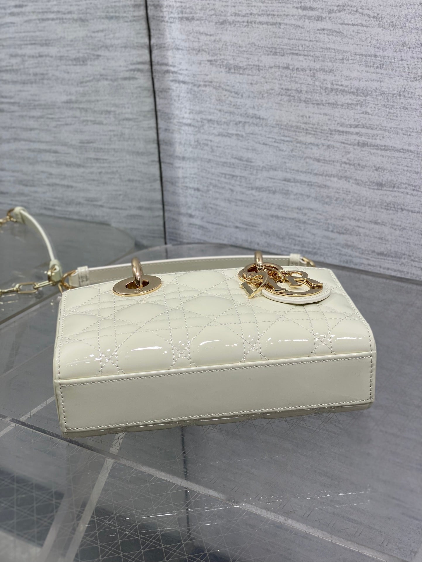 Dior Mini Lady D-Joy Bag - M0636 - White Patent Cannage Calfskin - Default Title - View 7