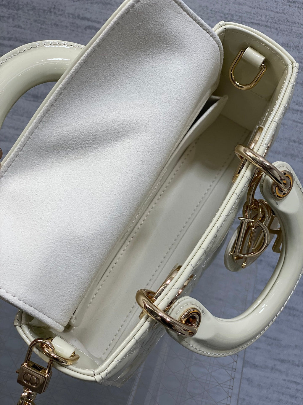 Dior Mini Lady D-Joy Bag - M0636 - White Patent Cannage Calfskin - Default Title - View 8