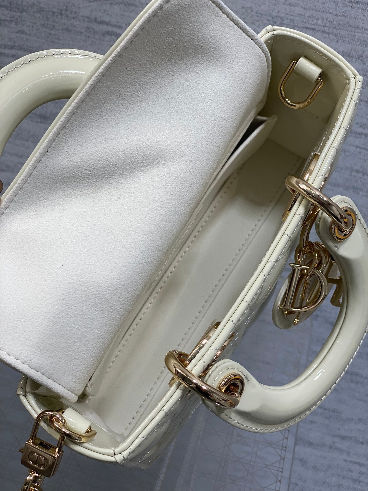 Dior Mini Lady D-Joy Bag - M0636 - White Patent Cannage Calfskin - Default Title - View 8