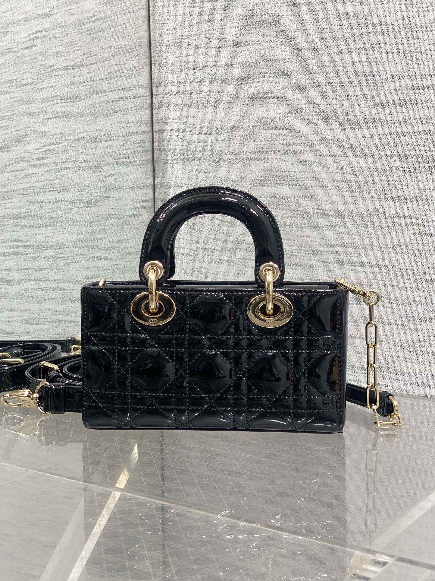 Dior Mini Lady D-Joy Bag - M0636 - Black Patent Cannage Calfskin - Default Title - View 3