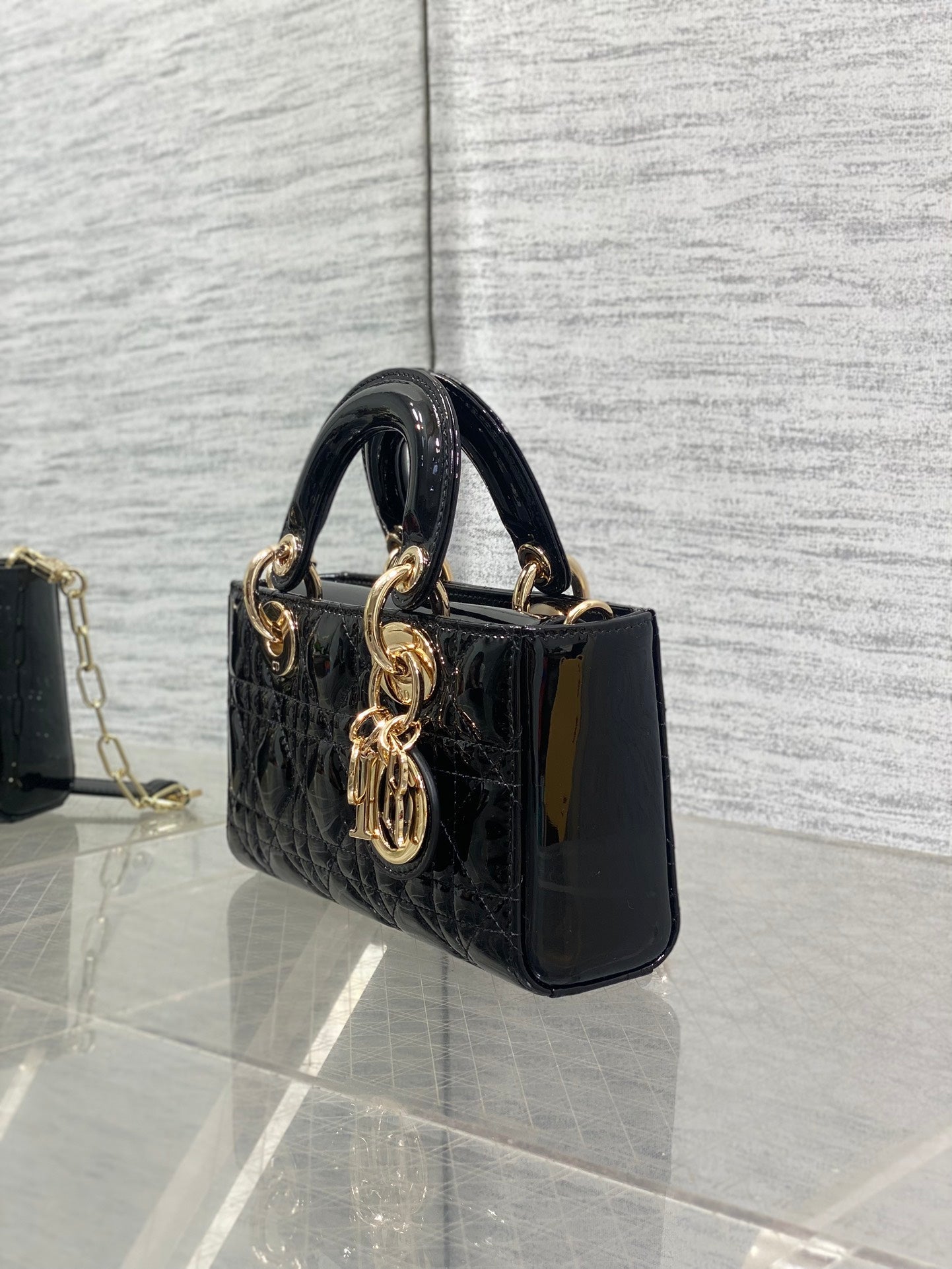Dior Mini Lady D-Joy Bag - M0636 - Black Patent Cannage Calfskin - Default Title - View 6