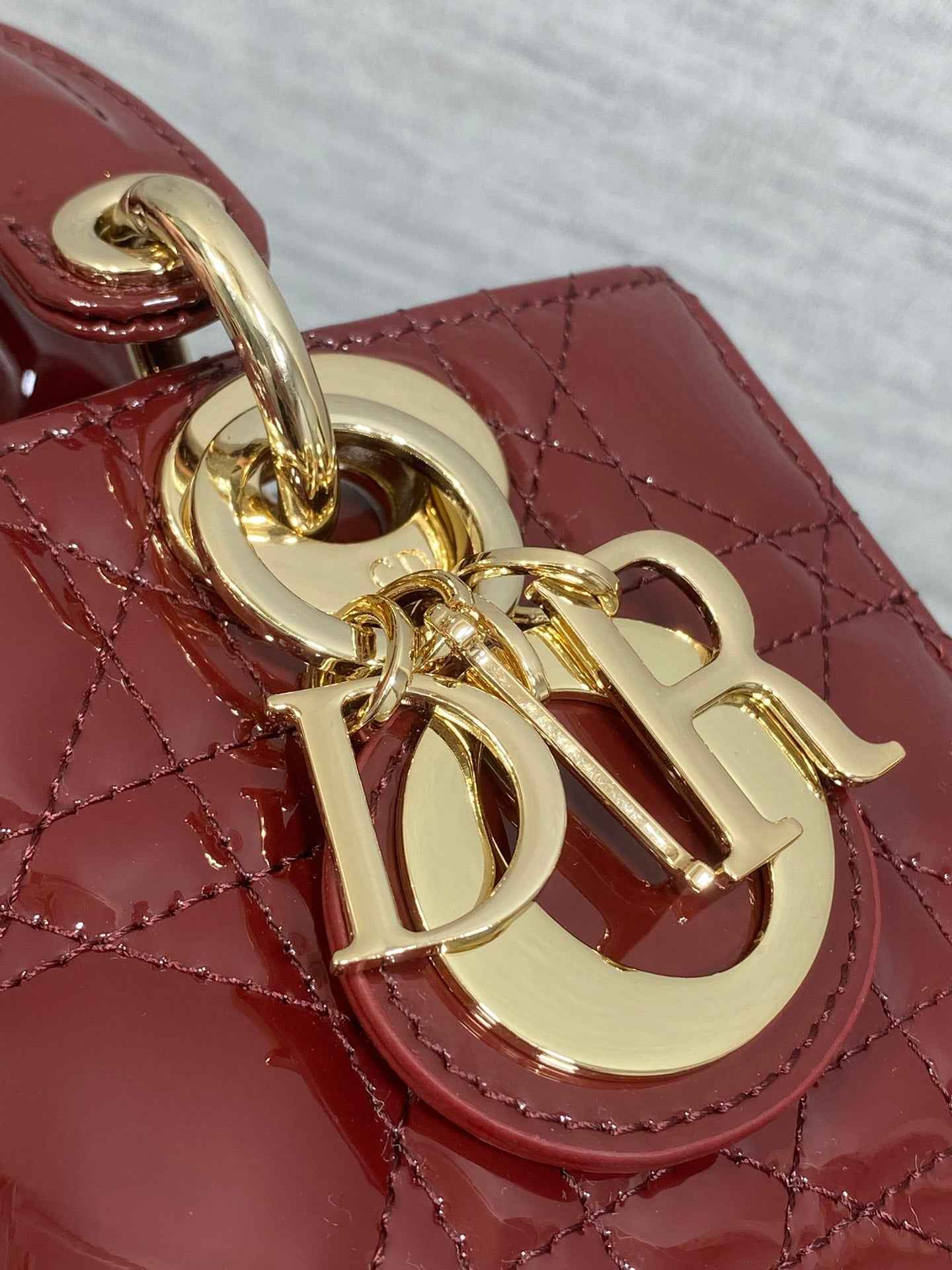 Dior Mini Lady D-Joy Bag - M0636 - Dark Red Patent Cannage Calfskin - Default Title - View 4