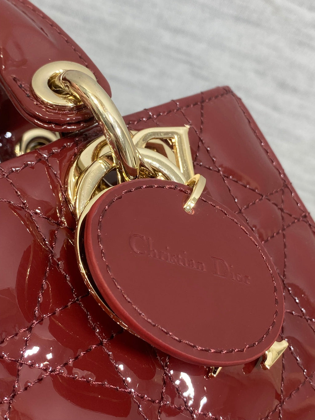 Dior Mini Lady D-Joy Bag - M0636 - Dark Red Patent Cannage Calfskin - Default Title - View 5