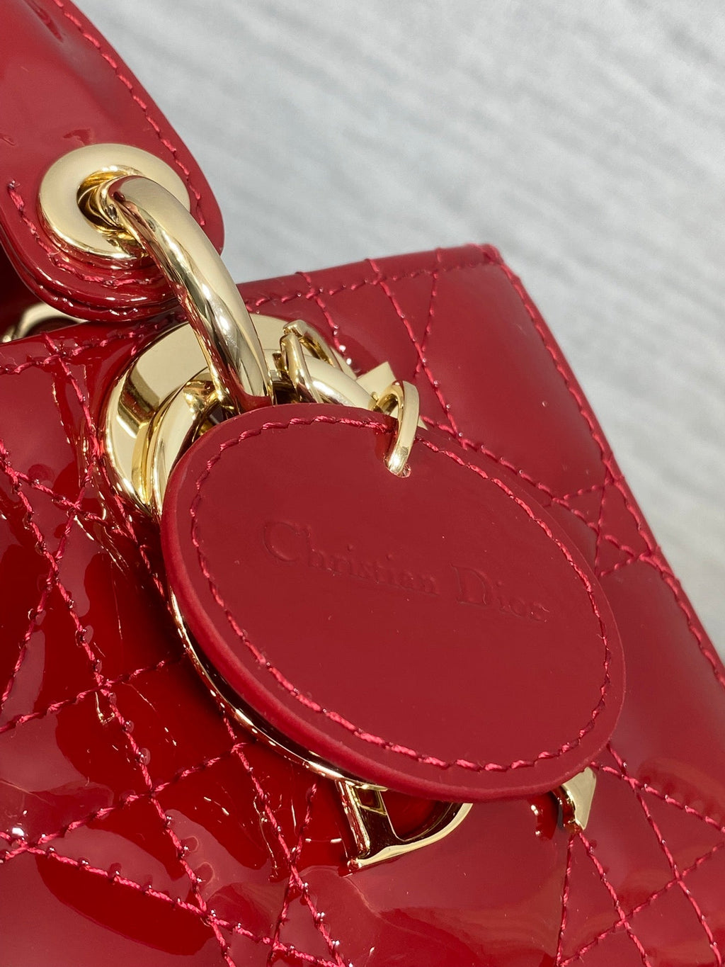 Dior Mini Lady D-Joy Bag - M0636 - Red Patent Cannage Calfskin - Default Title - View 5
