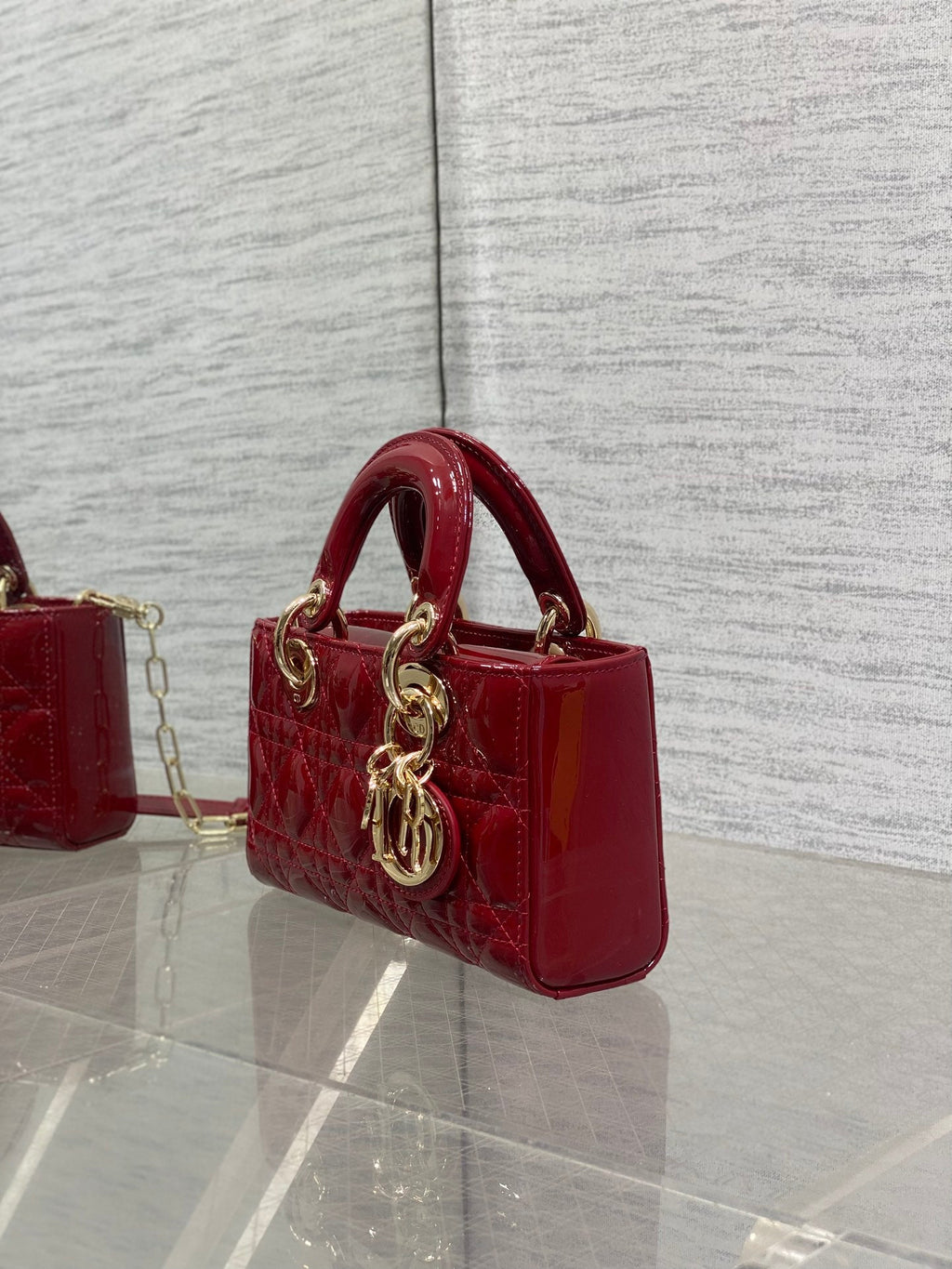 Dior Mini Lady D-Joy Bag - M0636 - Red Patent Cannage Calfskin - Default Title - View 6