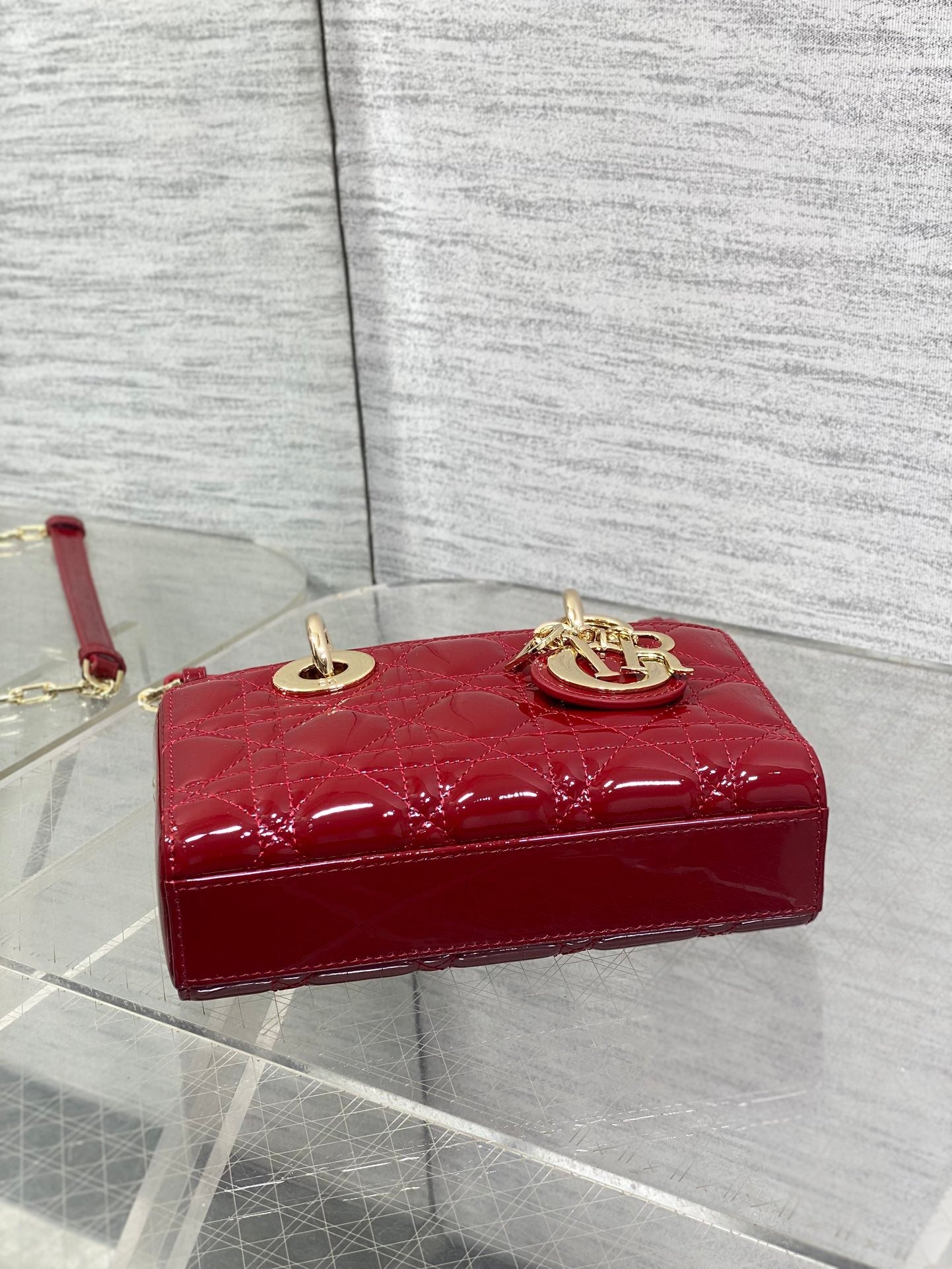 Dior Mini Lady D-Joy Bag - M0636 - Red Patent Cannage Calfskin - Default Title - View 7