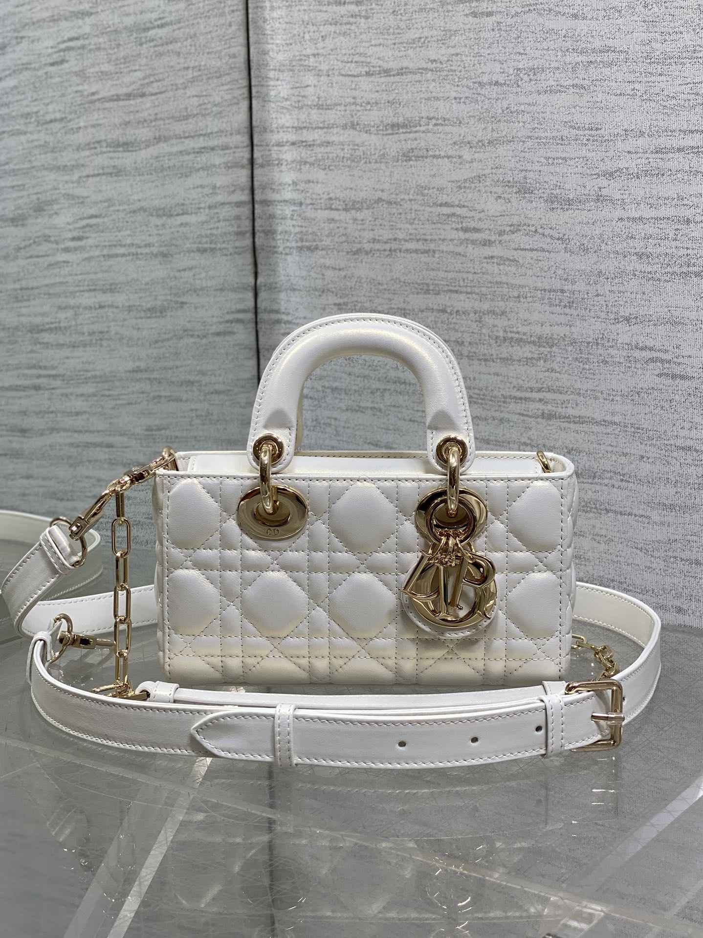Dior Mini Lady D-Joy Bag - M0636 - Cannage Lambskin White - Default Title - View 2