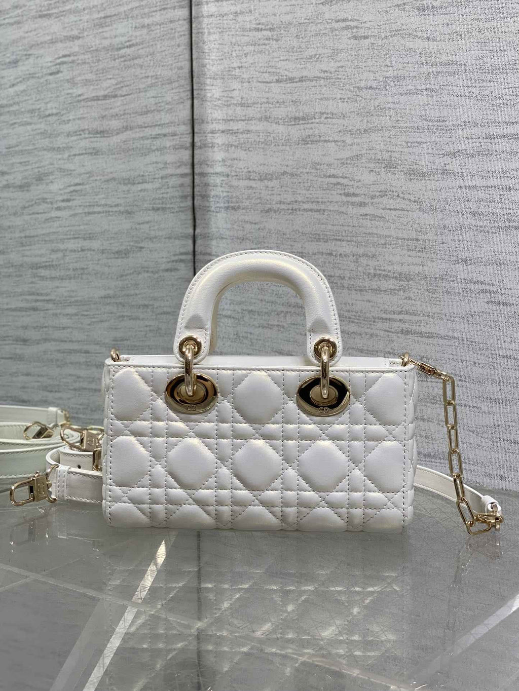 Dior Mini Lady D-Joy Bag - M0636 - Cannage Lambskin White - Default Title - View 3