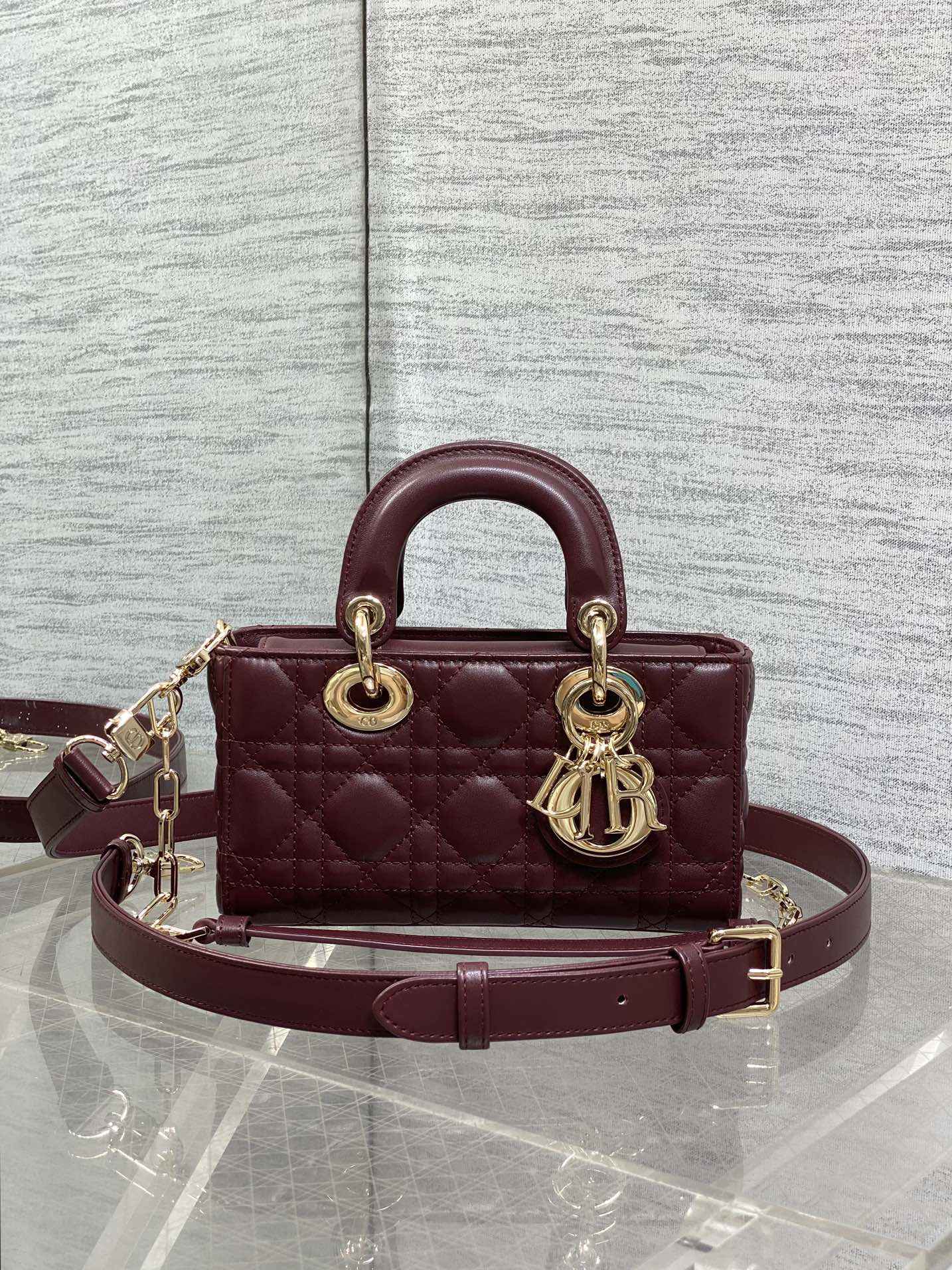 Dior Mini Lady D-Joy Bag - Wine Red Cannage Lambskin - M0636 - Default Title - View 2