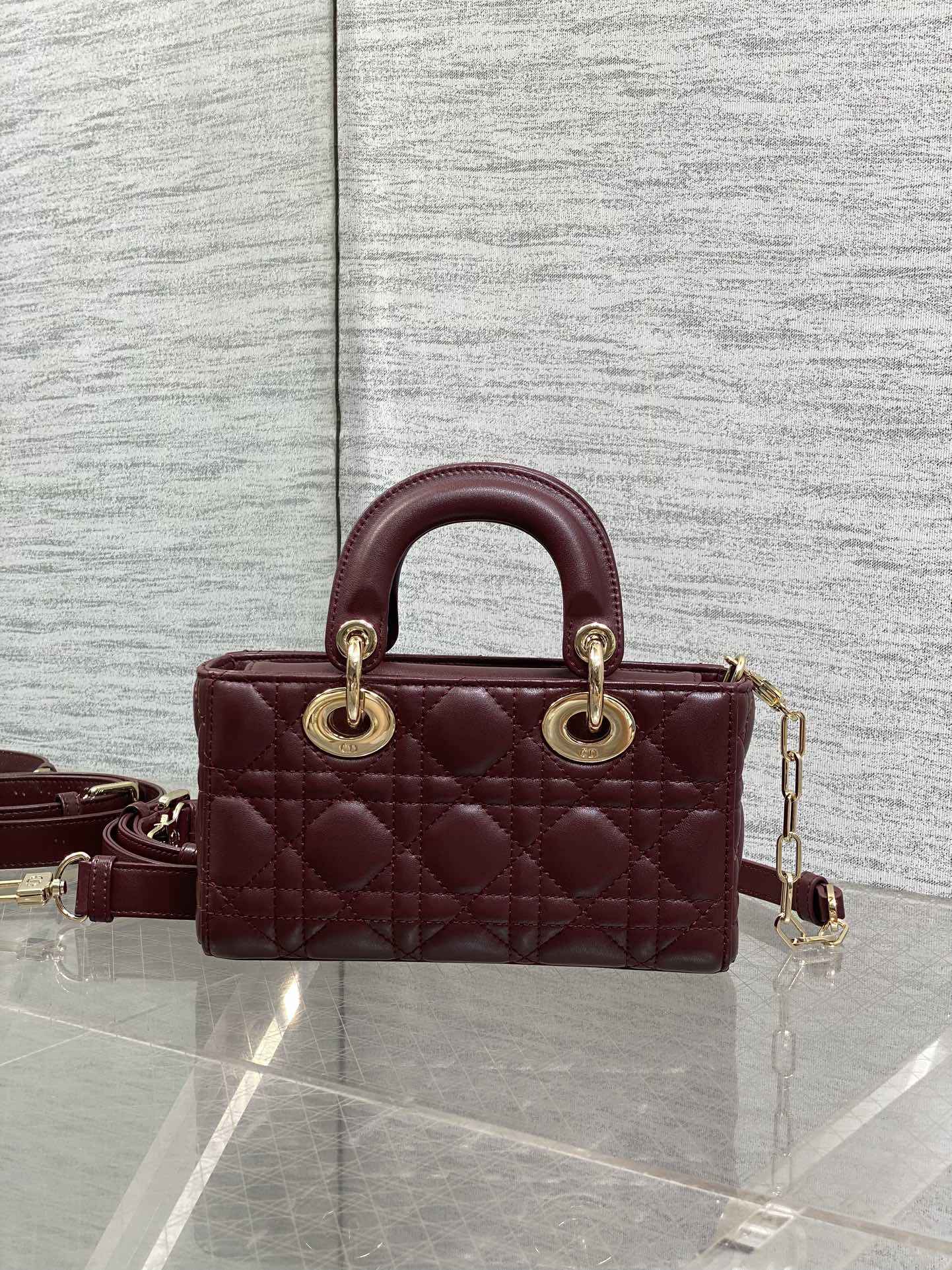 Dior Mini Lady D-Joy Bag - Wine Red Cannage Lambskin - M0636 - Default Title - View 3