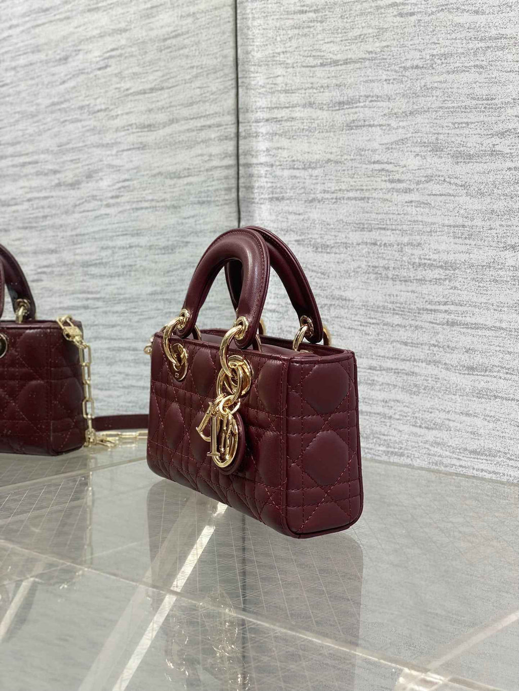Dior Mini Lady D-Joy Bag - Wine Red Cannage Lambskin - M0636 - Default Title - View 4