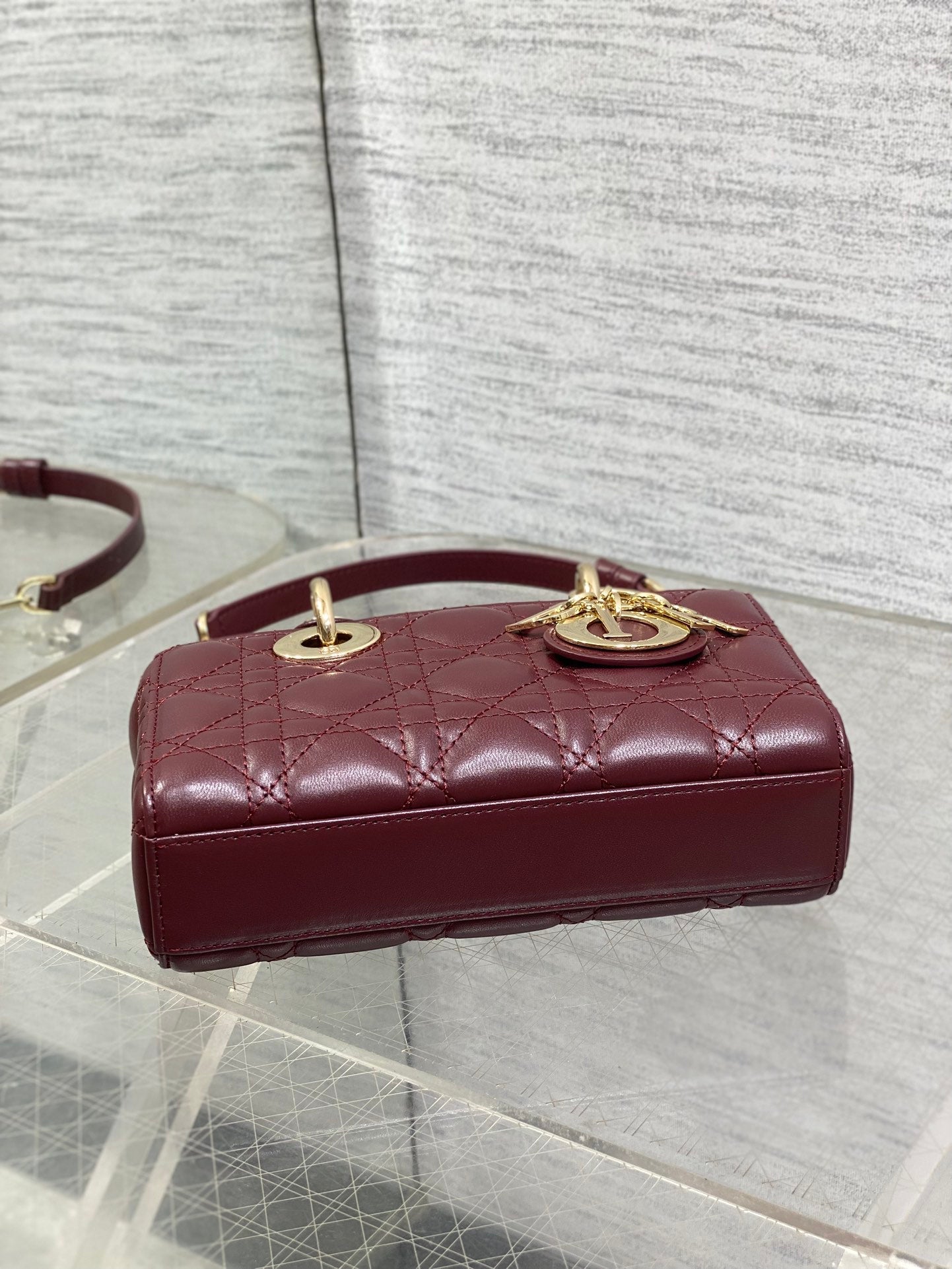 Dior Mini Lady D-Joy Bag - Wine Red Cannage Lambskin - M0636 - Default Title - View 7
