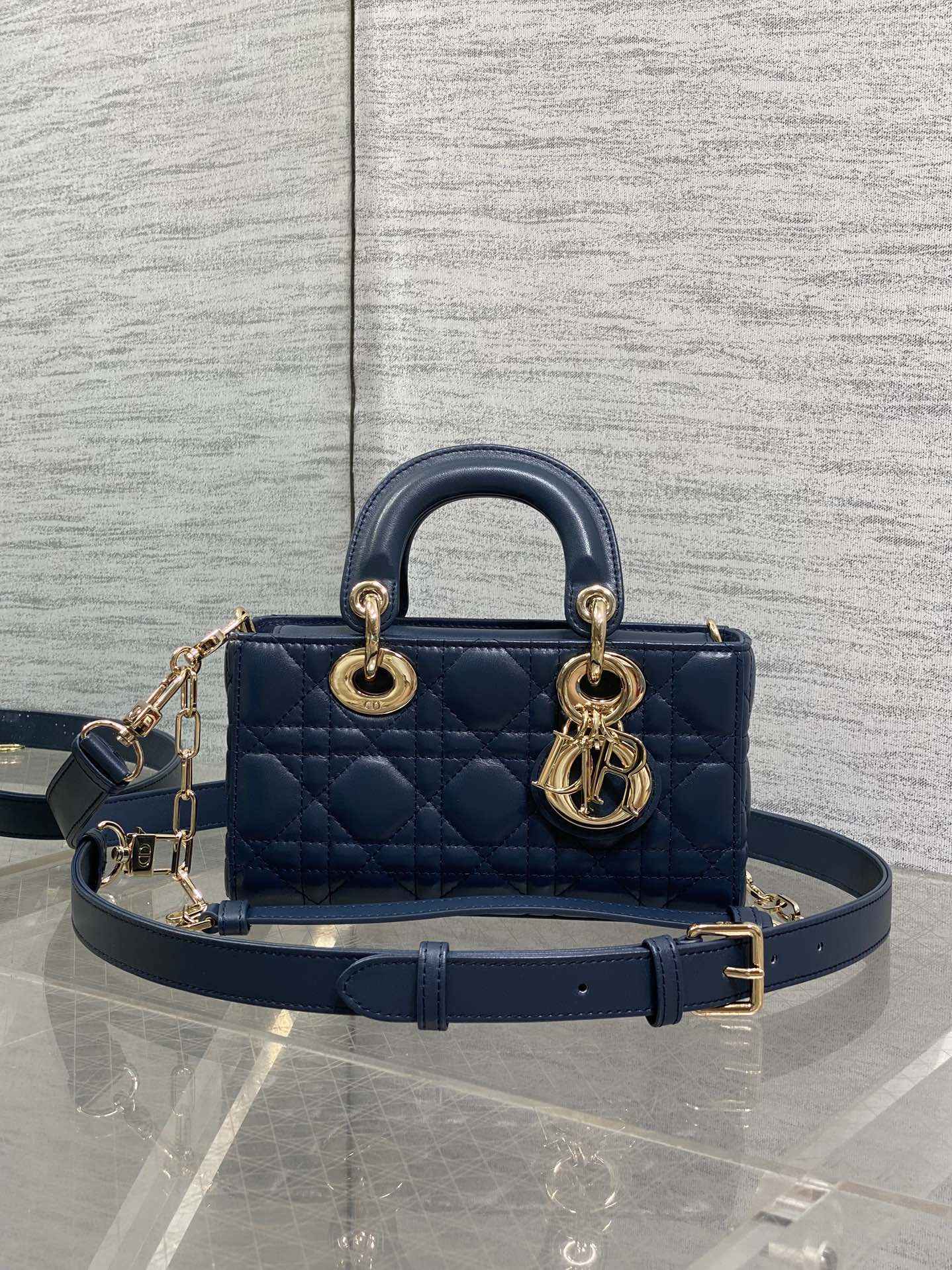 Dior Mini Lady D-Joy Bag - Navy Cannage Lambskin - M0636 - Default Title - View 2