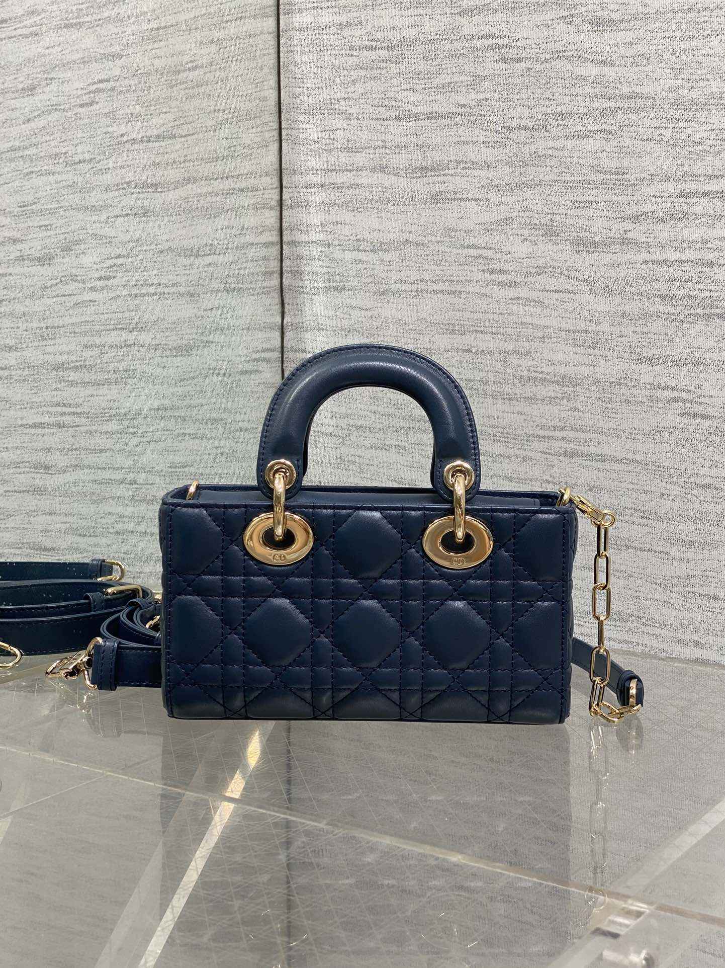 Dior Mini Lady D-Joy Bag - Navy Cannage Lambskin - M0636 - Default Title - View 3