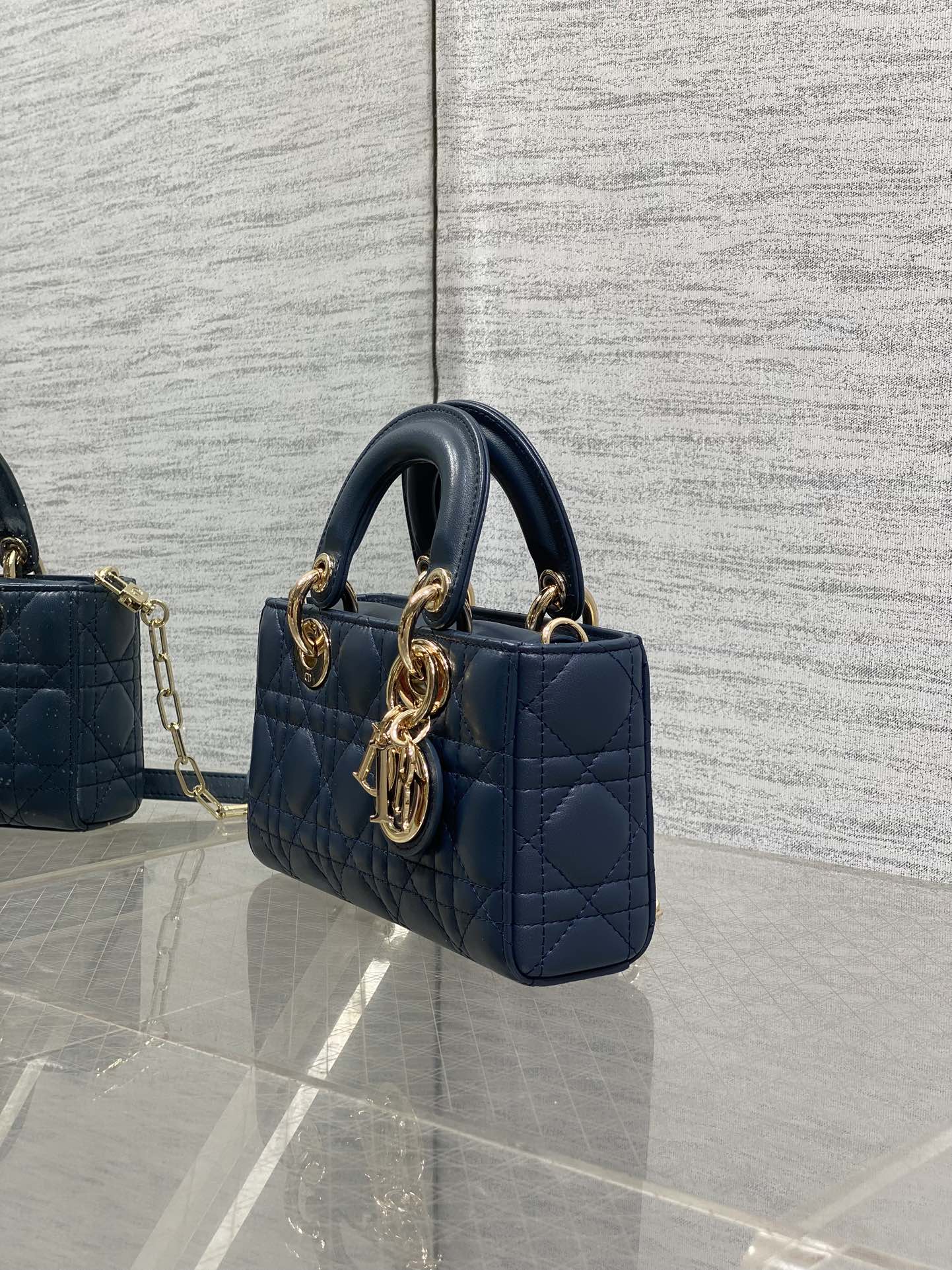 Dior Mini Lady D-Joy Bag - Navy Cannage Lambskin - M0636 - Default Title - View 6