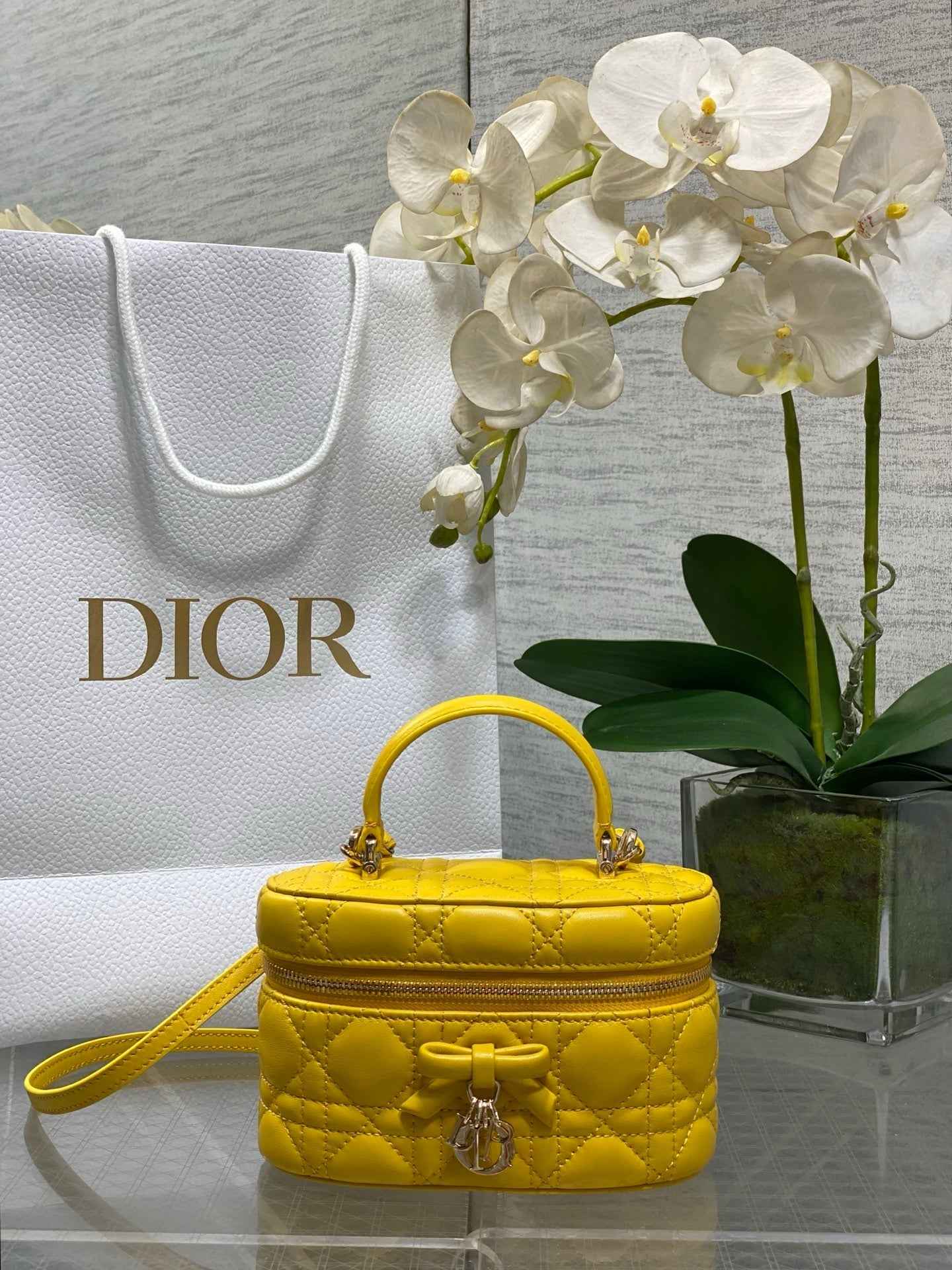 Dior Mini Vanity - S2603 - Yellow Cannage Lambskin - Default Title - View 1