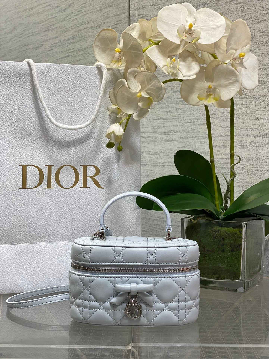Dior Mini Vanity - S2603 - Blue Cannage Lambskin - Default Title - View 1