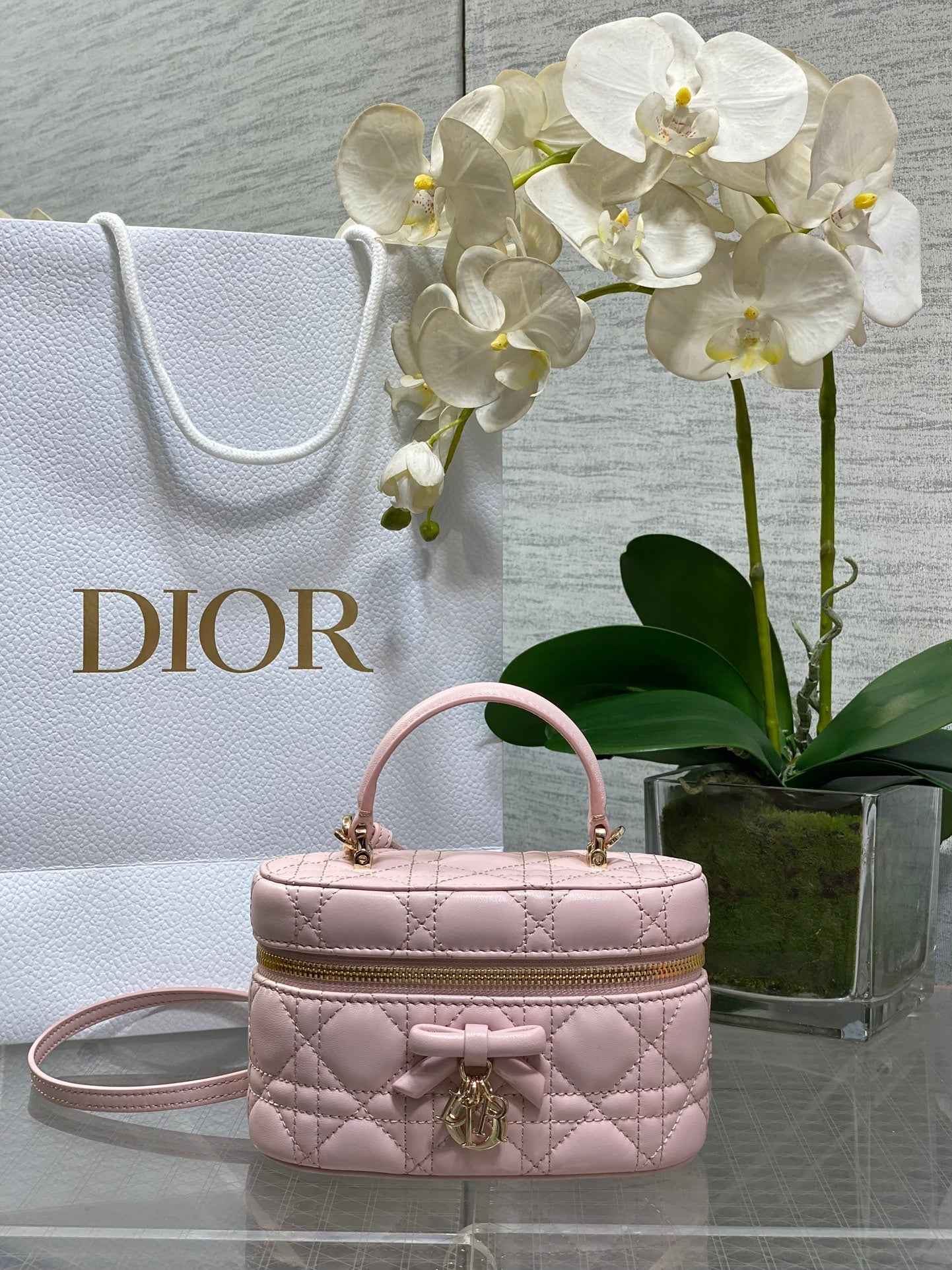 Dior Mini Vanity - S2603 - Soupir Pink Cannage Lambskin - Default Title - View 1